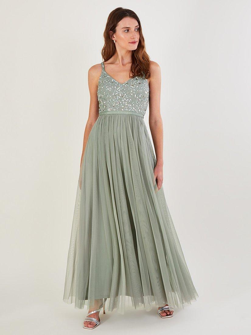 Monsoon Autumn Embellished Maxi Dress Green