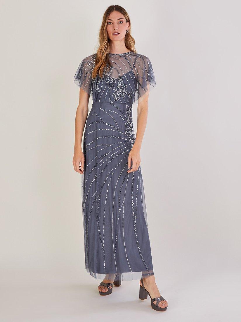 Monsoon Sienna Embellished Maxi Dress, Dark Blue