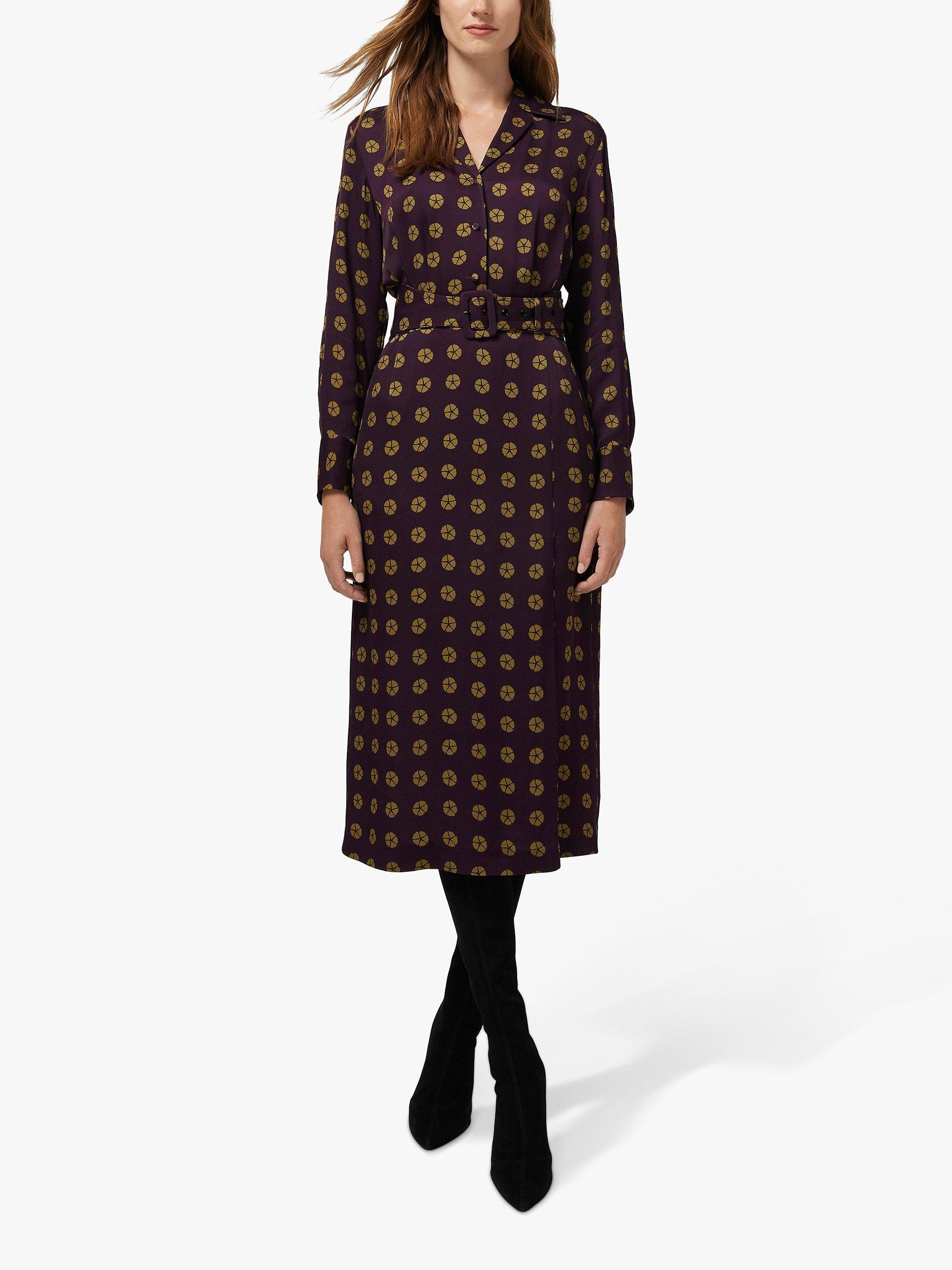 Jasper Conran Charlie Belt Midi Dress, Purple/Gold, 8