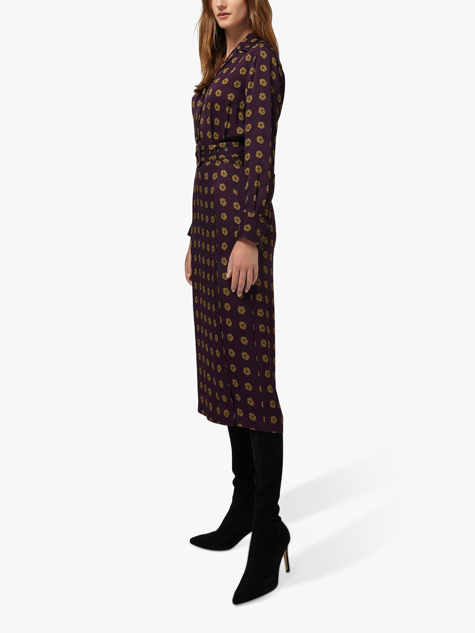 Jasper Conran Charlie Belt Midi Dress, Purple/Gold, 8