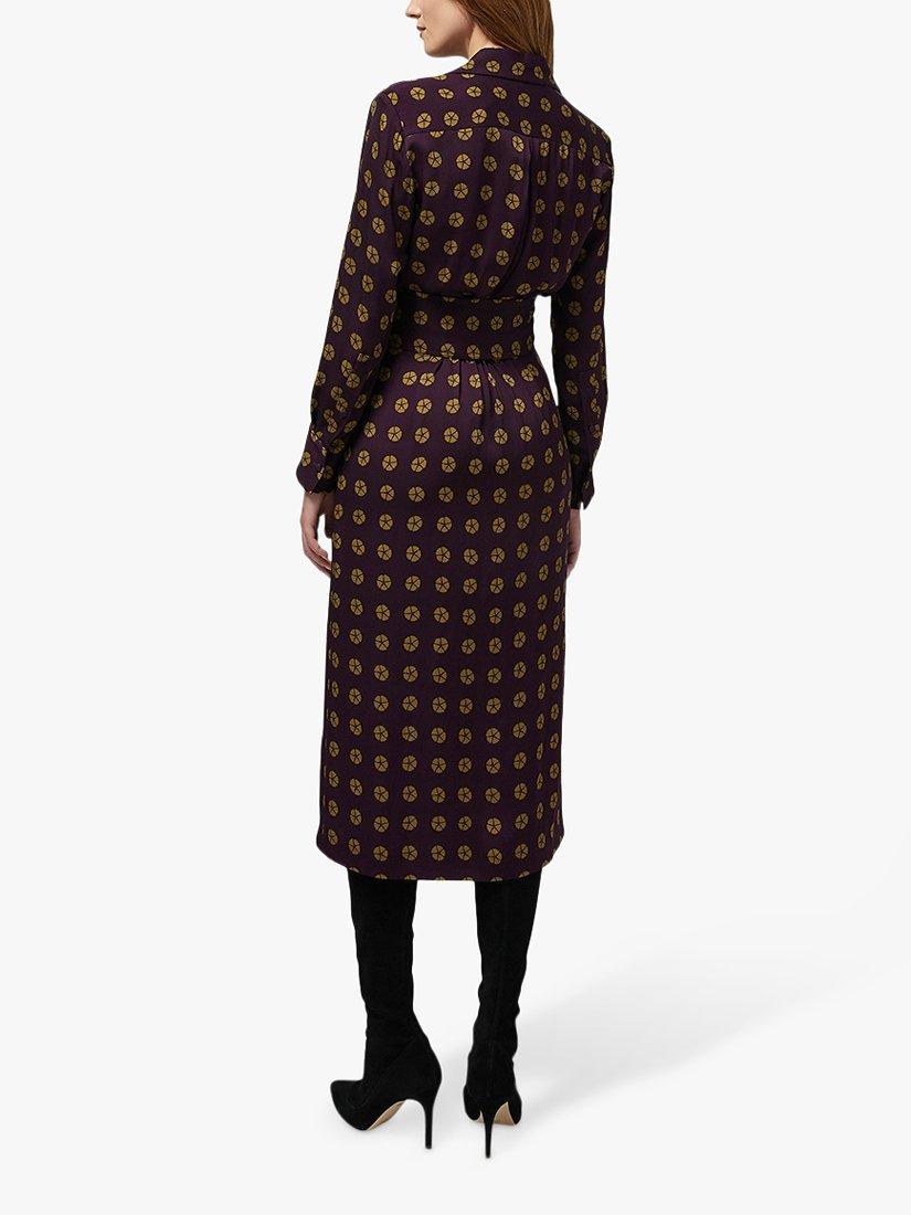 Jasper Conran Charlie Belt Midi Dress, Purple/Gold, 8