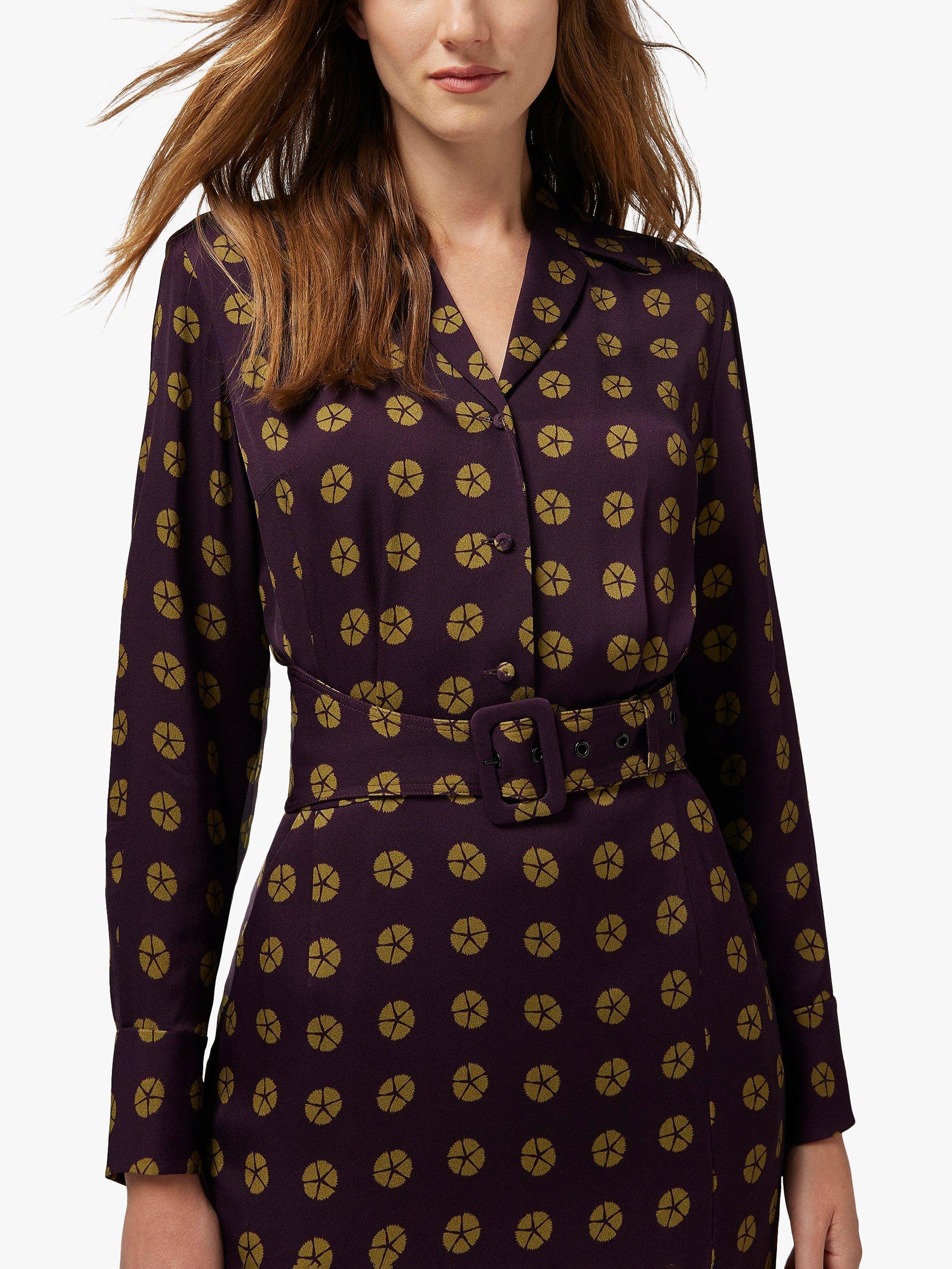 Jasper Conran Charlie Belt Midi Dress, Purple/Gold, 8