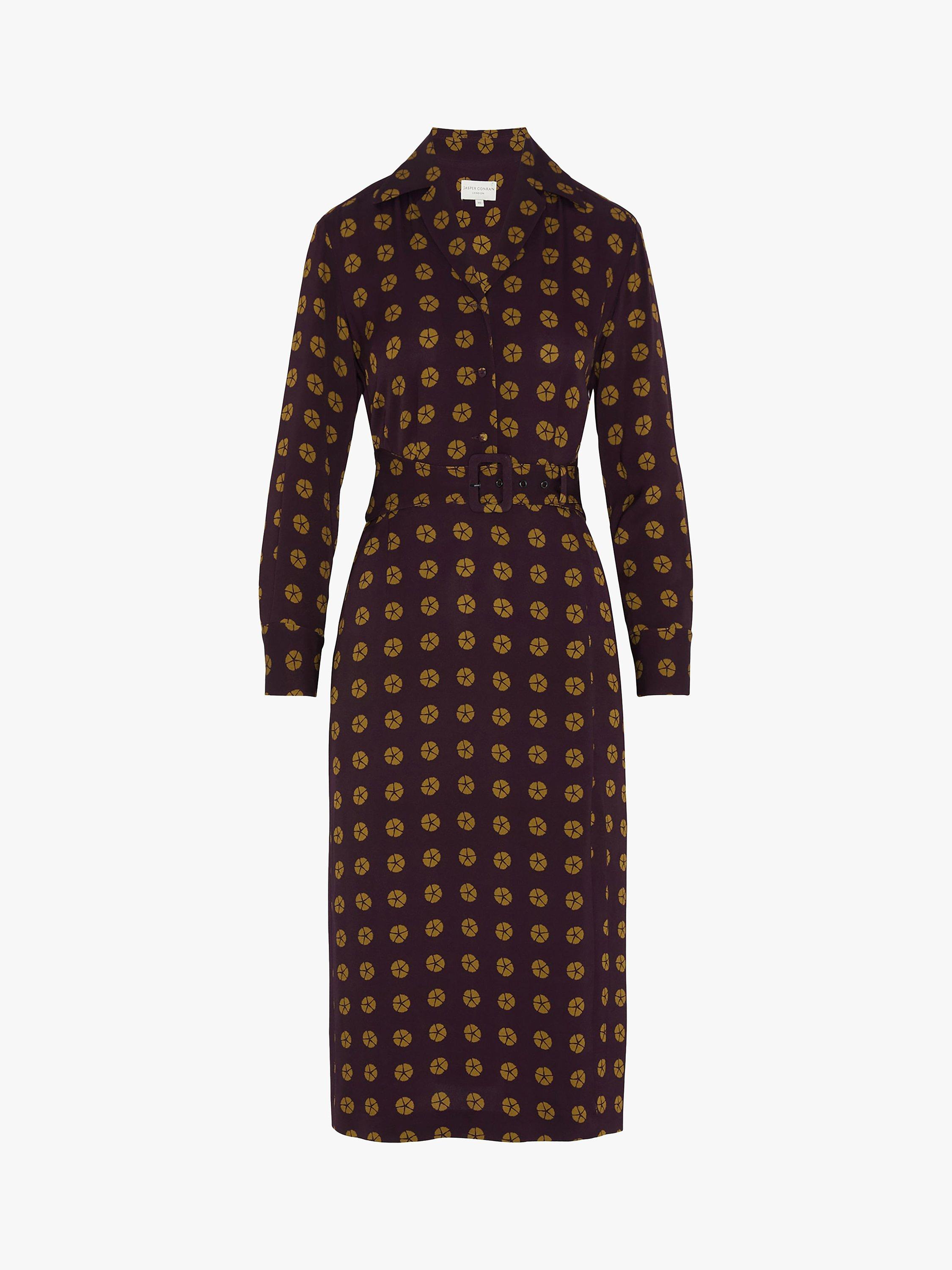 Jasper Conran Charlie Belt Midi Dress, Purple/Gold, 8