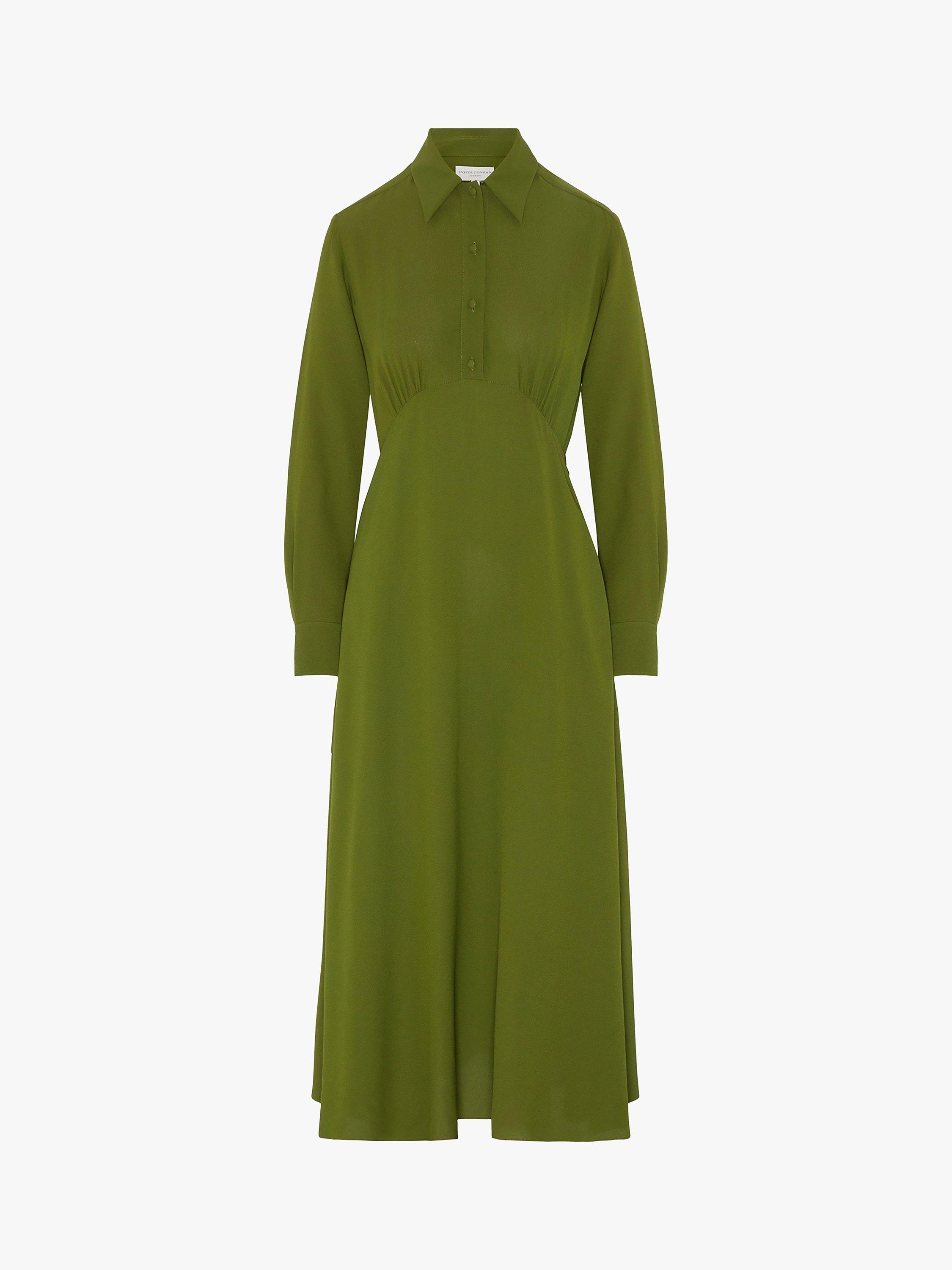 Jasper Conran Claudia Empire Line Crepe Midi Dress, Green, 12