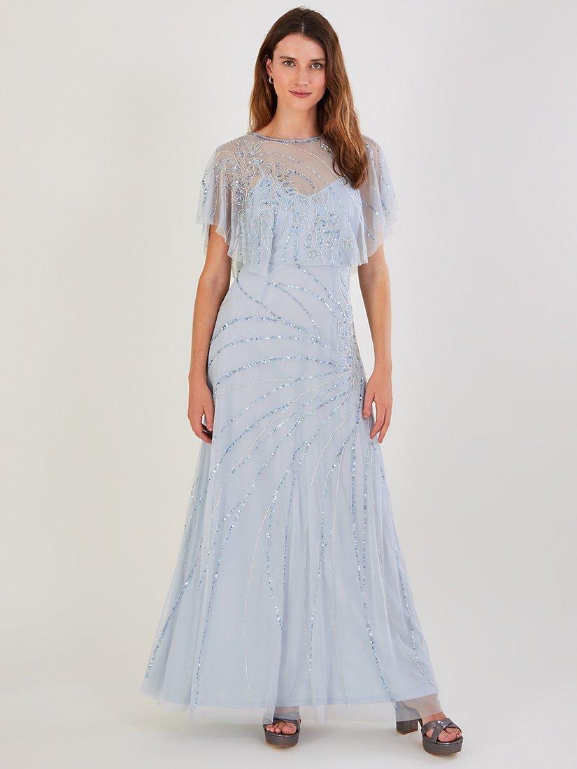 Monsoon Sienna Embellished Maxi Dress, Cloud