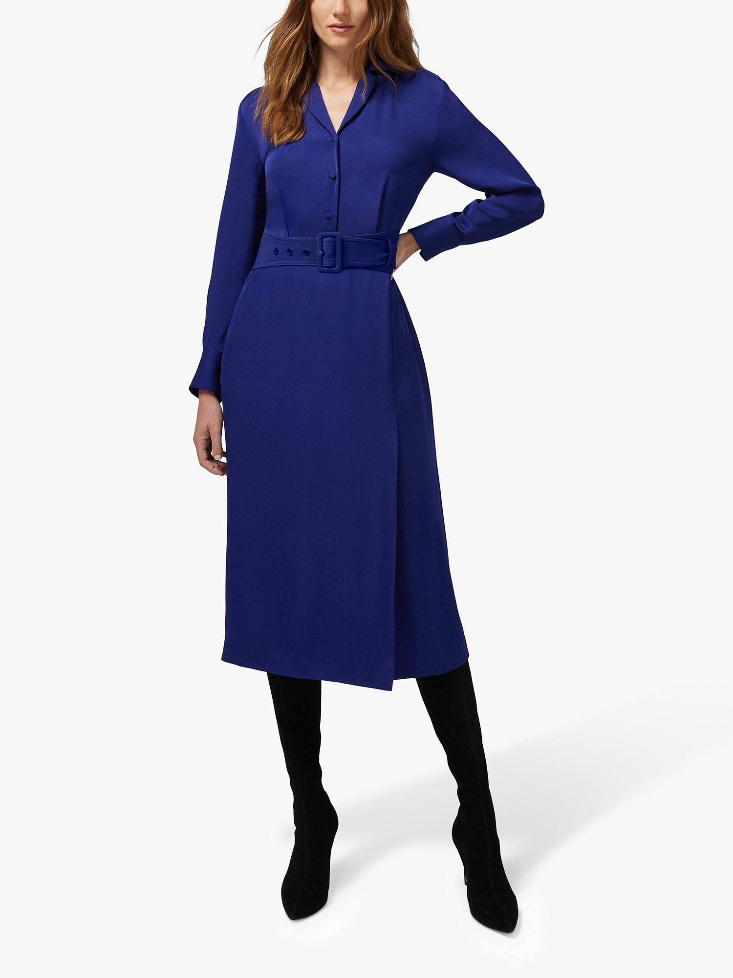 Jasper Conran Charlie Belt Midi Dress, Blue, 14