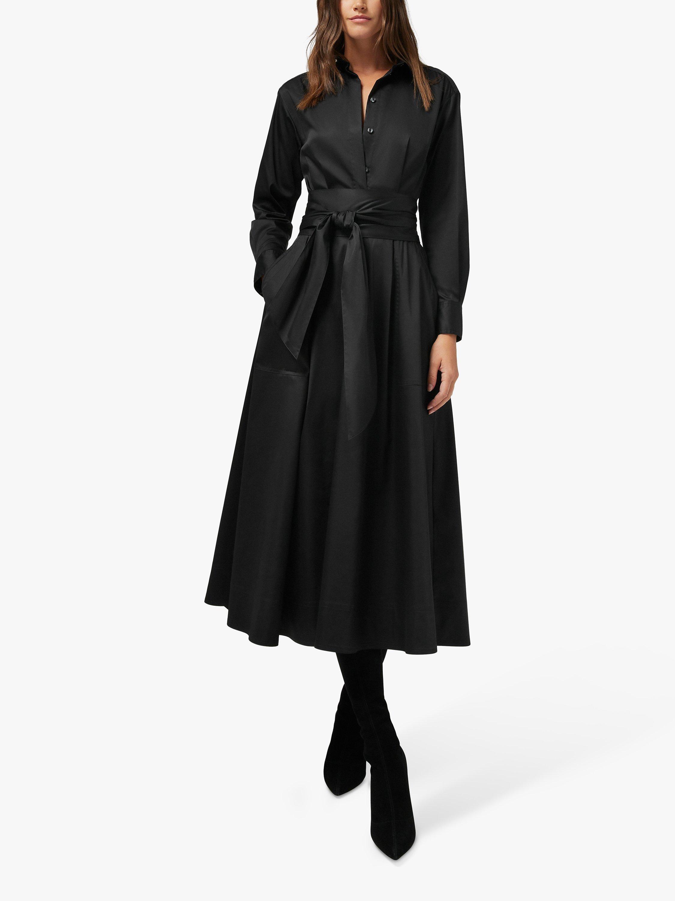 Jasper Conran London Blythe Midi Satin Shirt Dress, Black