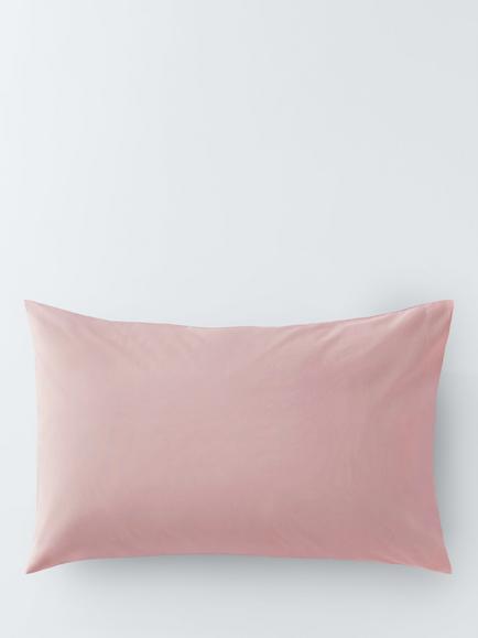 John Lewis Pure Cotton Percale Pair Standard Pillowcase, Blush Pink - view 2, Blush Pink