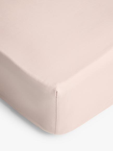 John Lewis Pure Cotton Percale Fitted Sheet, Blush Pink