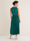 Phase Eight Beverley Striped Pleated Midaxi Dress, Jade