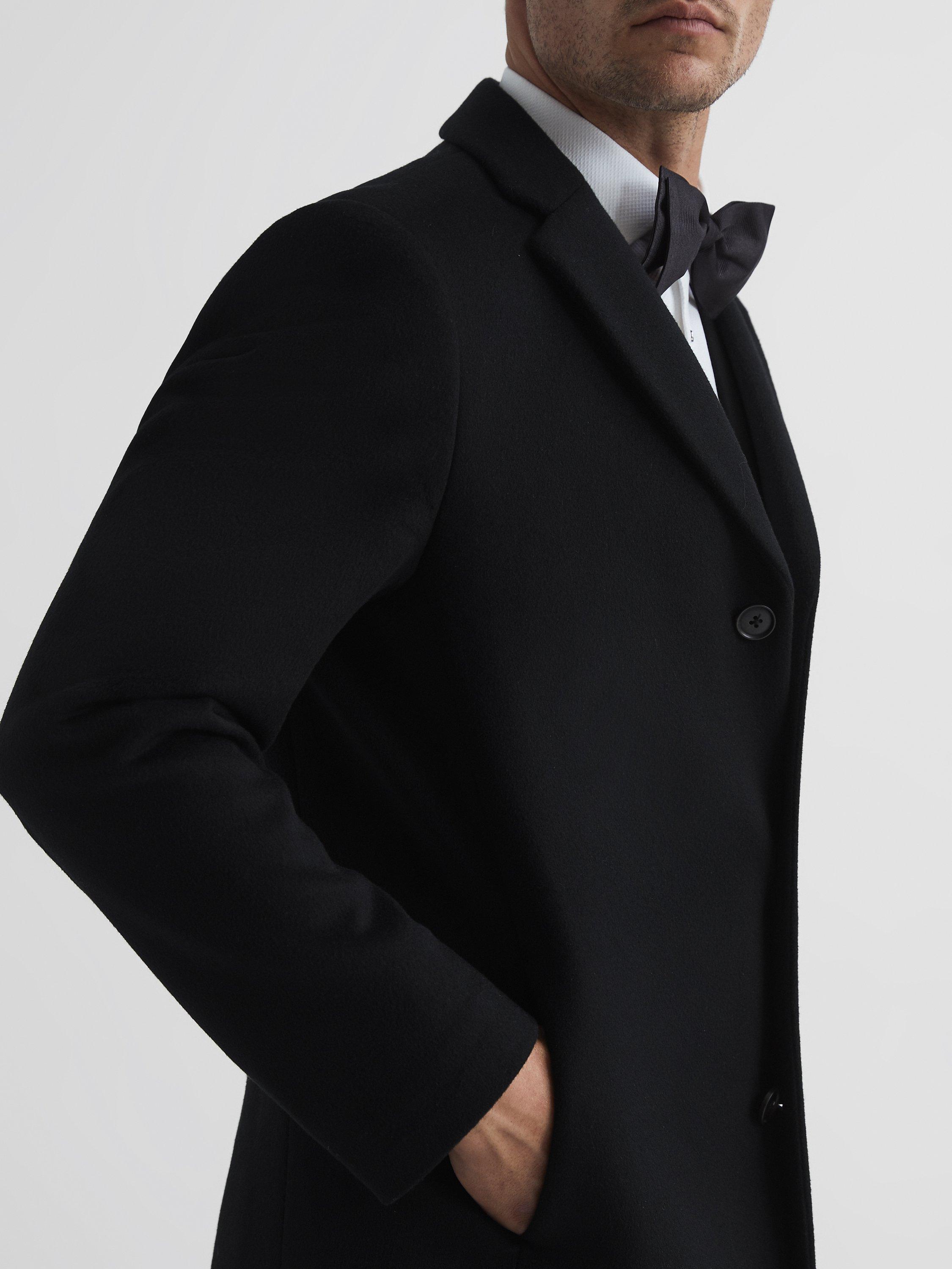 Product image 9 of 9, which shows Reiss Gable Wool Overcoat, Black, XS