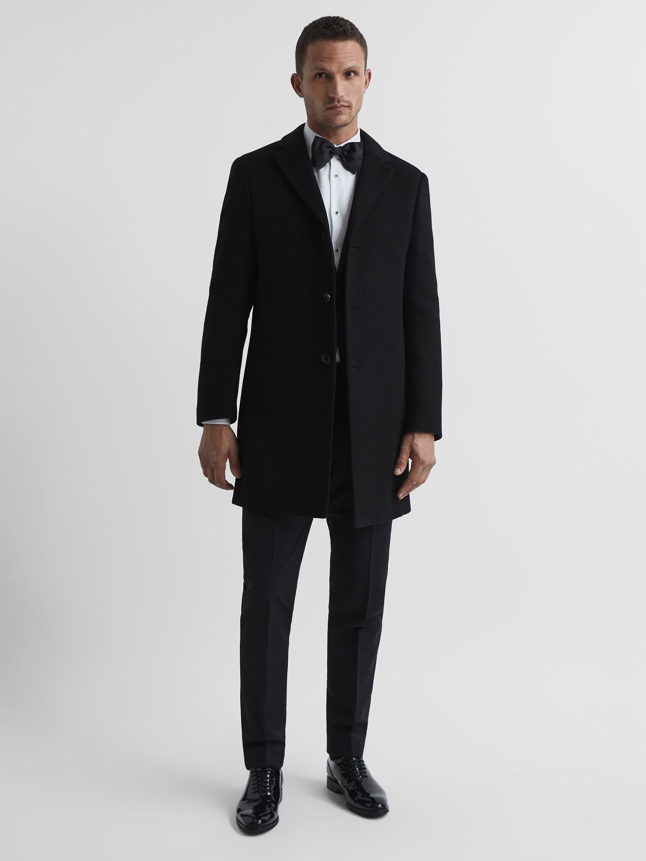 Product image 5 of 9, which shows Reiss Gable Wool Overcoat, Black, XS