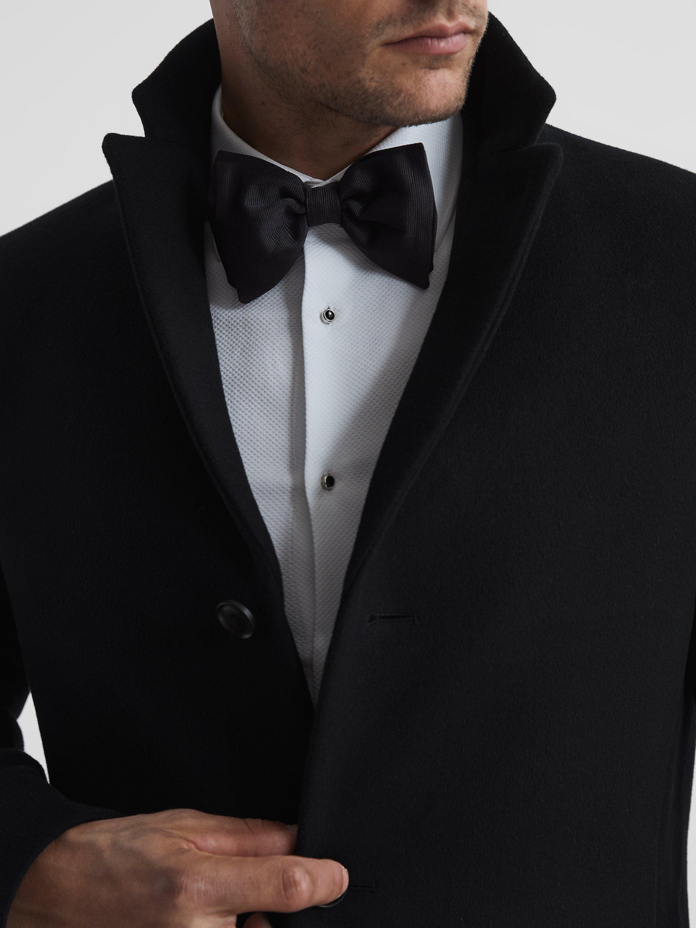 Product image 6 of 9, which shows Reiss Gable Wool Overcoat, Black, XS