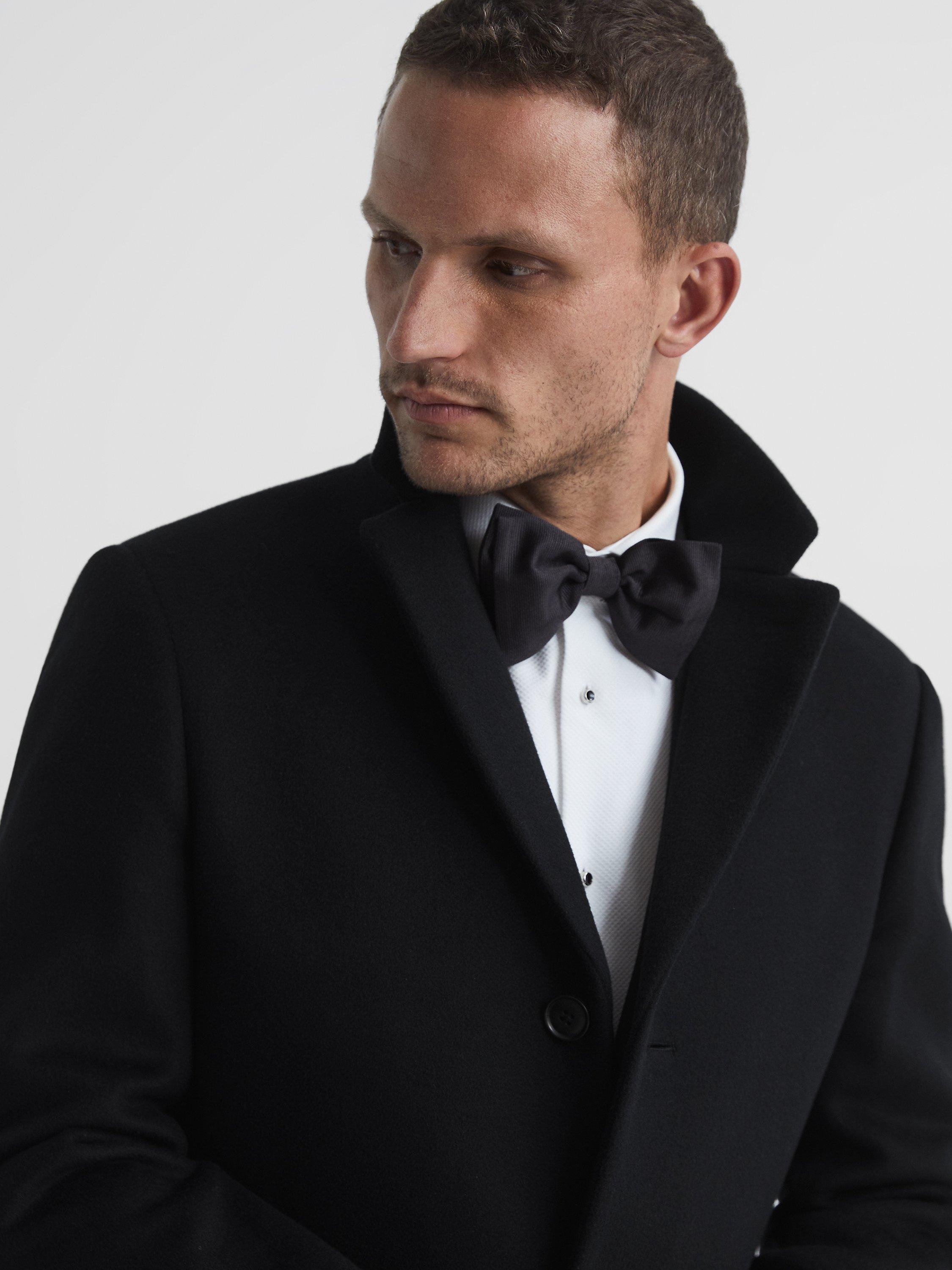 Product image 7 of 9, which shows Reiss Gable Wool Overcoat, Black, XS