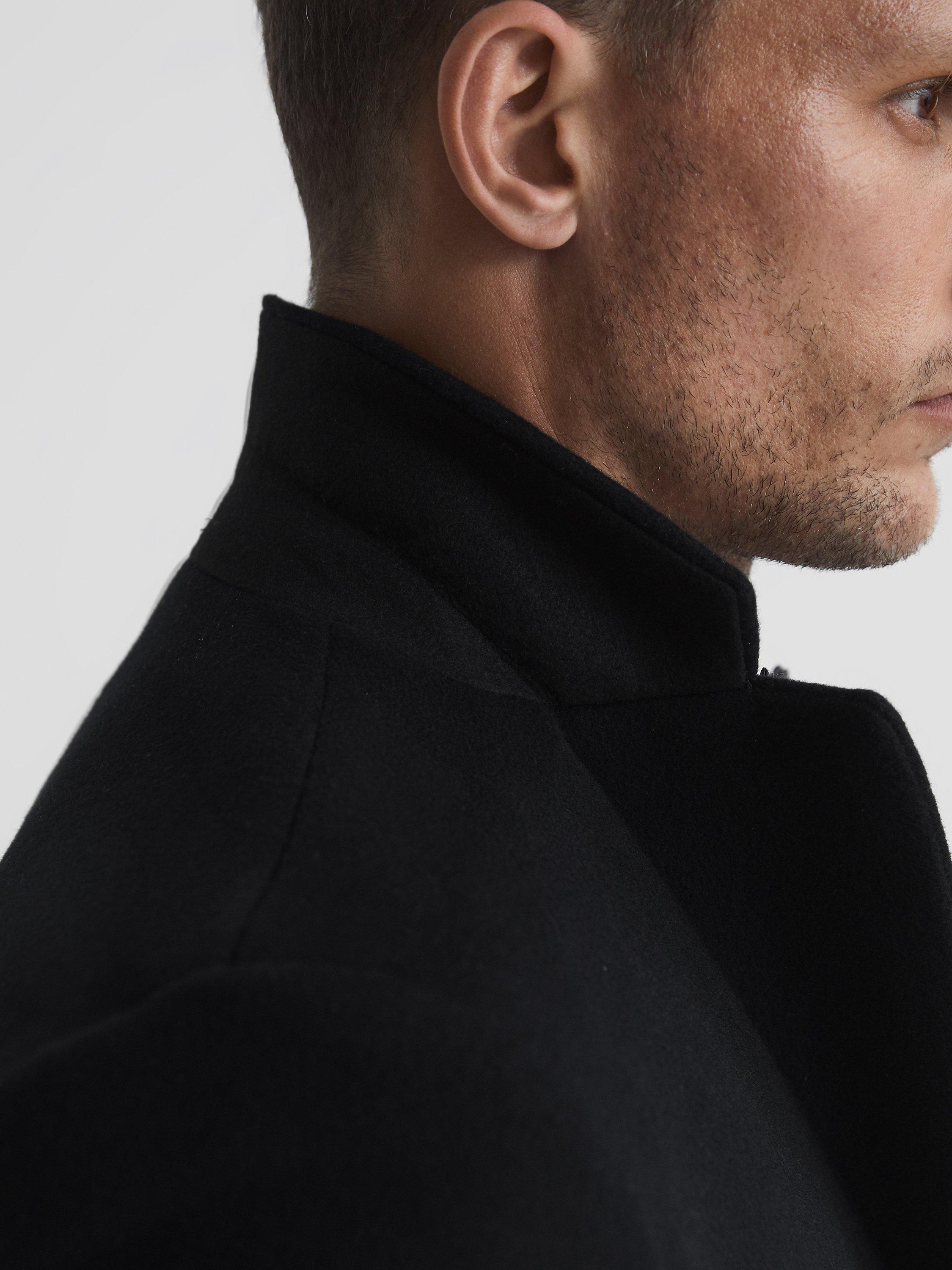 Product image 8 of 9, which shows Reiss Gable Wool Overcoat, Black, XS