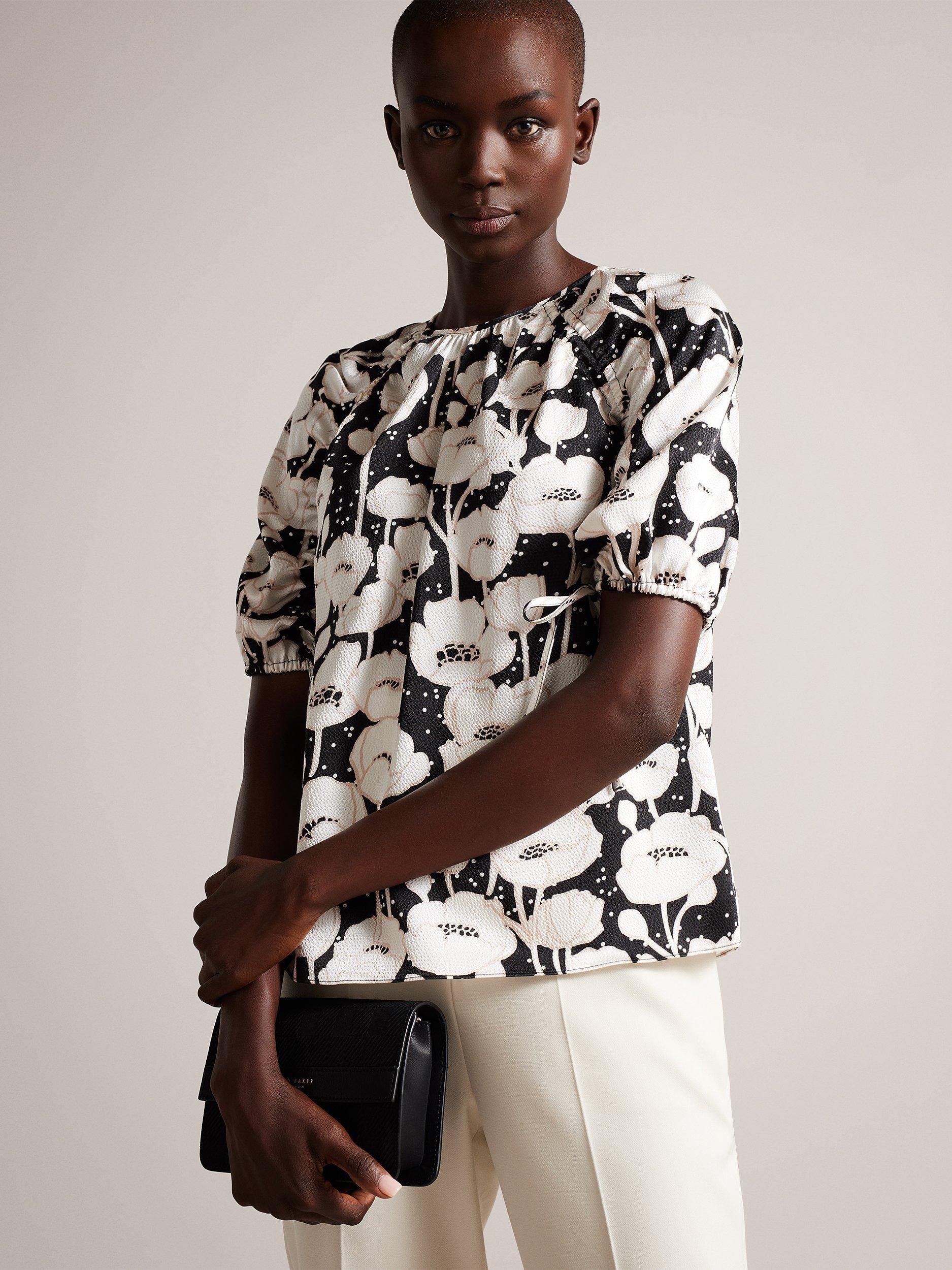 Ted Baker Luciani Floral Print Blouse, Black/Multi