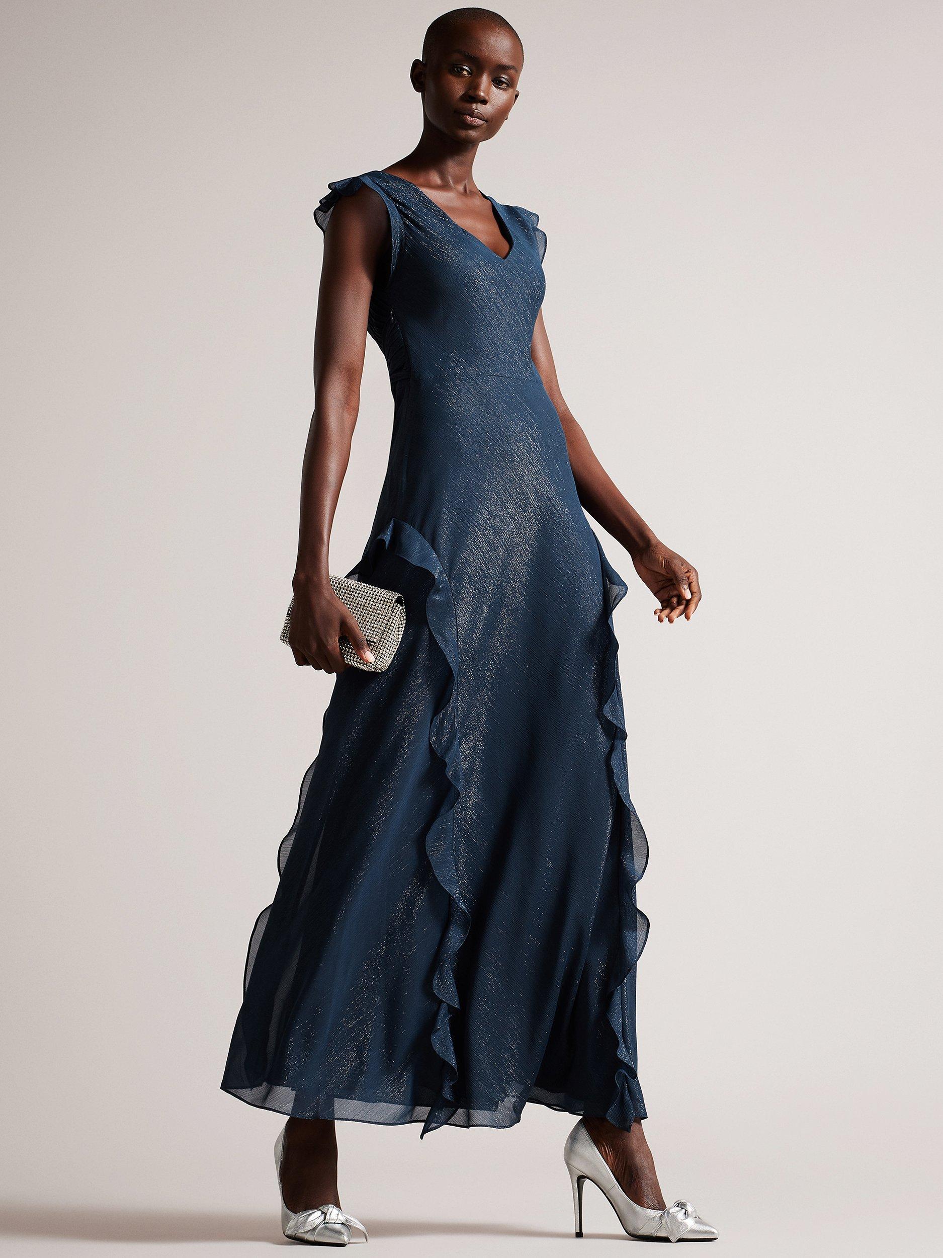 Ted Baker Laurae Bias Cut Maxi Dress, Dark Blue