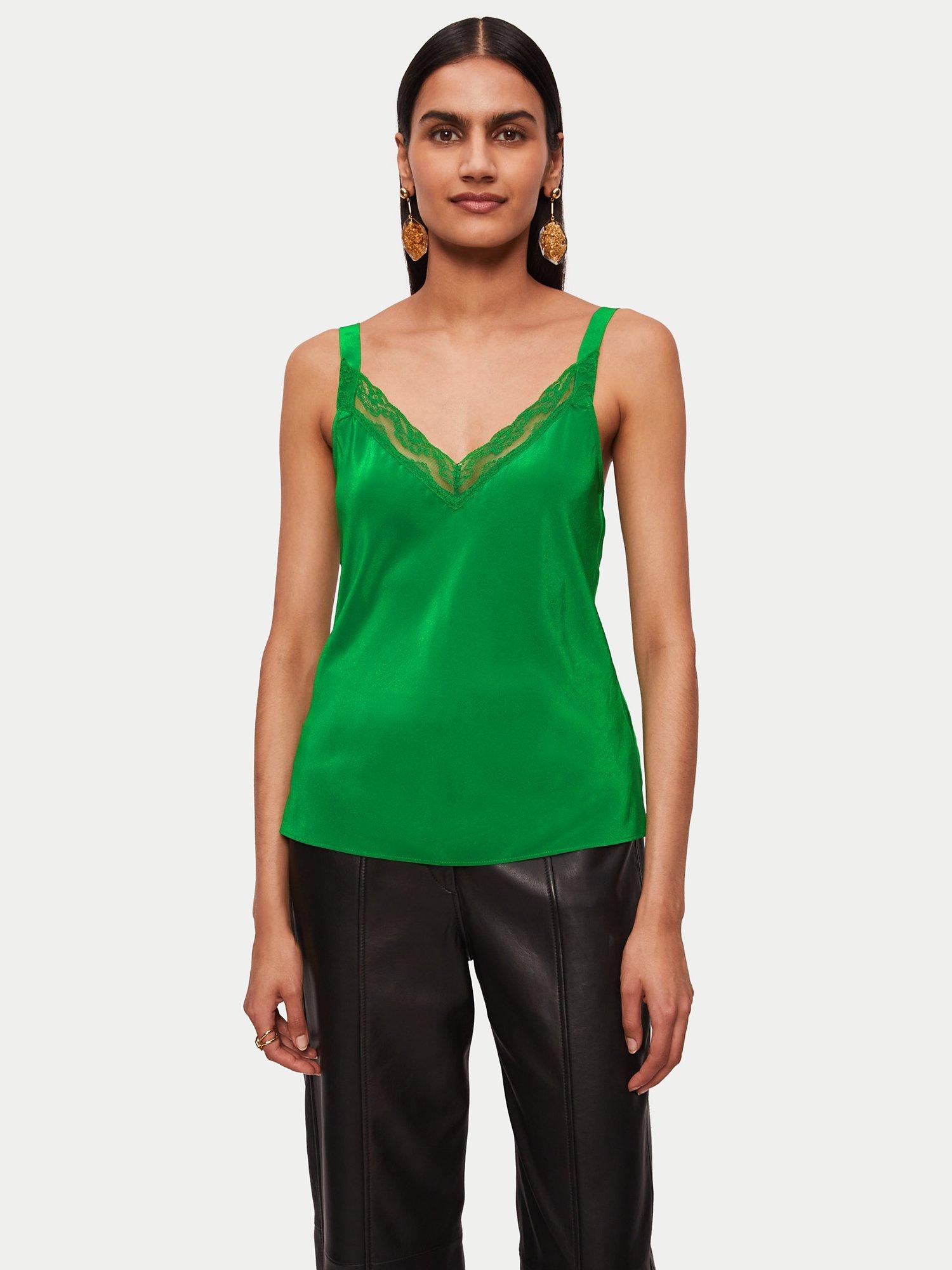 Jigsaw Silk Lace Cami, Green