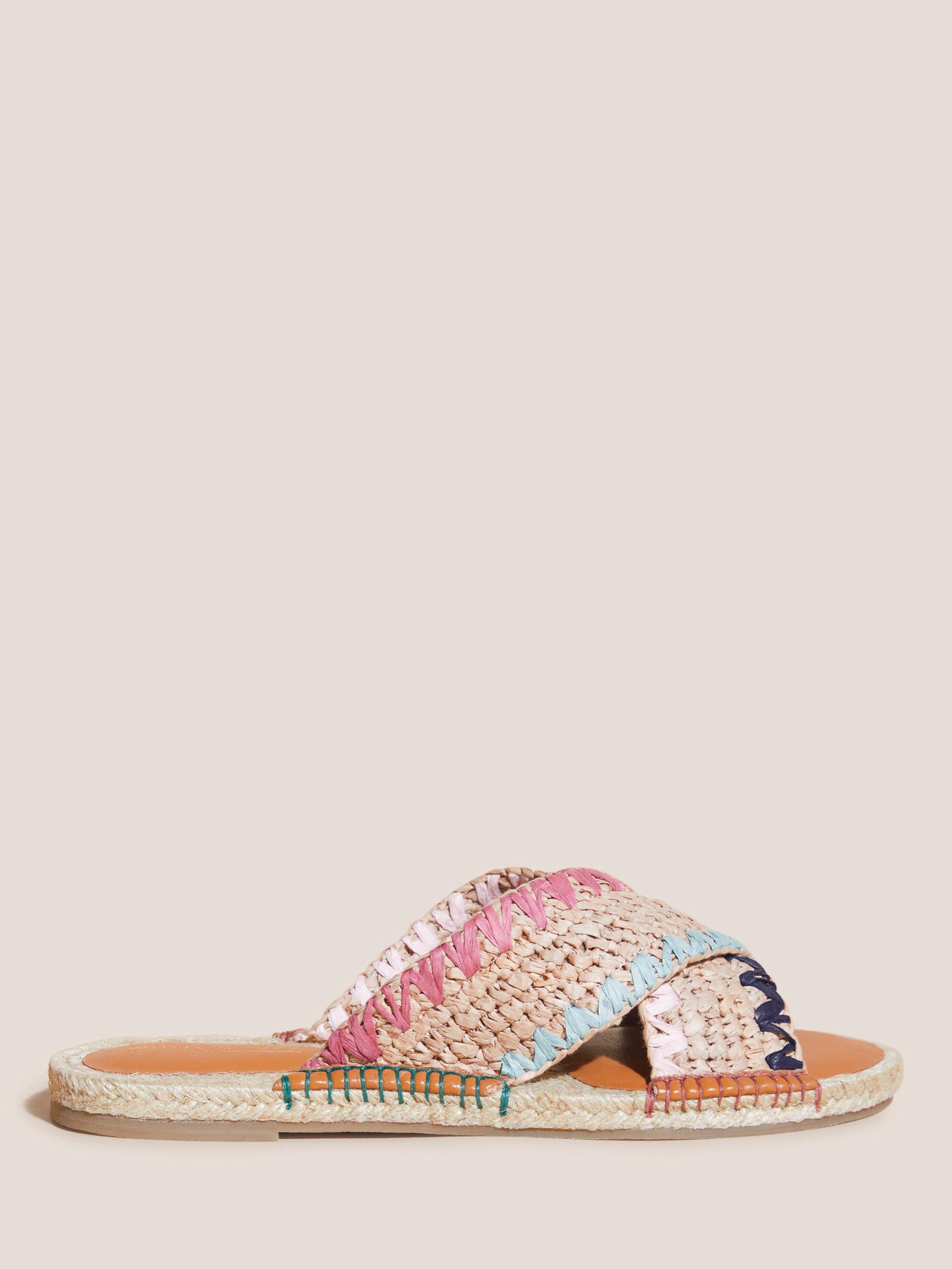 White Stuff Jacquard Espadrilles Sliders, Nat Mlt