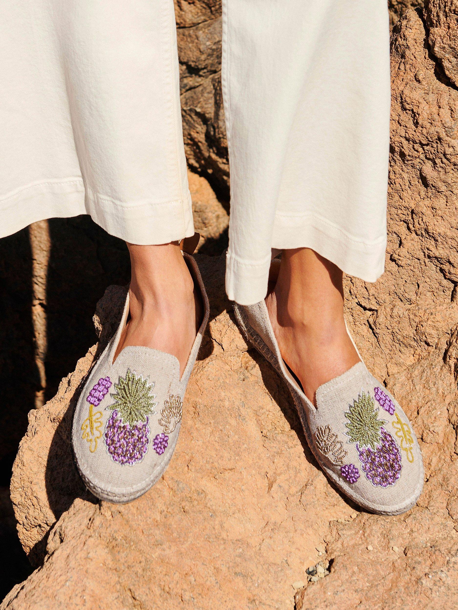 White Stuff Beaded Pineapple Espadrilles, Neutral/Multi