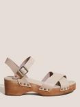 White Stuff Low Leather Wooden Clog, Beige