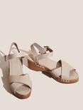 White Stuff Low Leather Wooden Clog, Beige