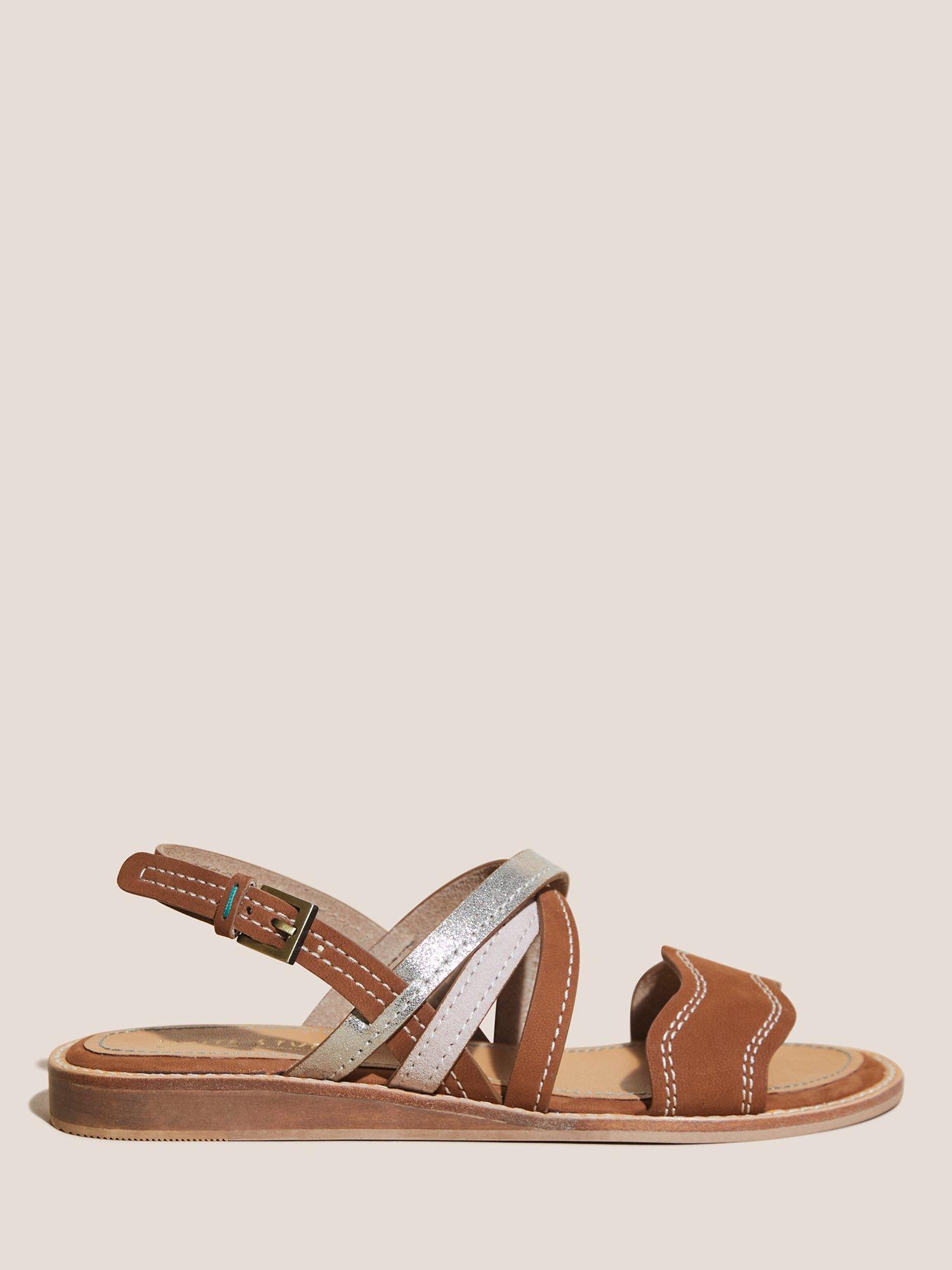 White Stuff Mini Wedge Leather Sandals, Mid Tan
