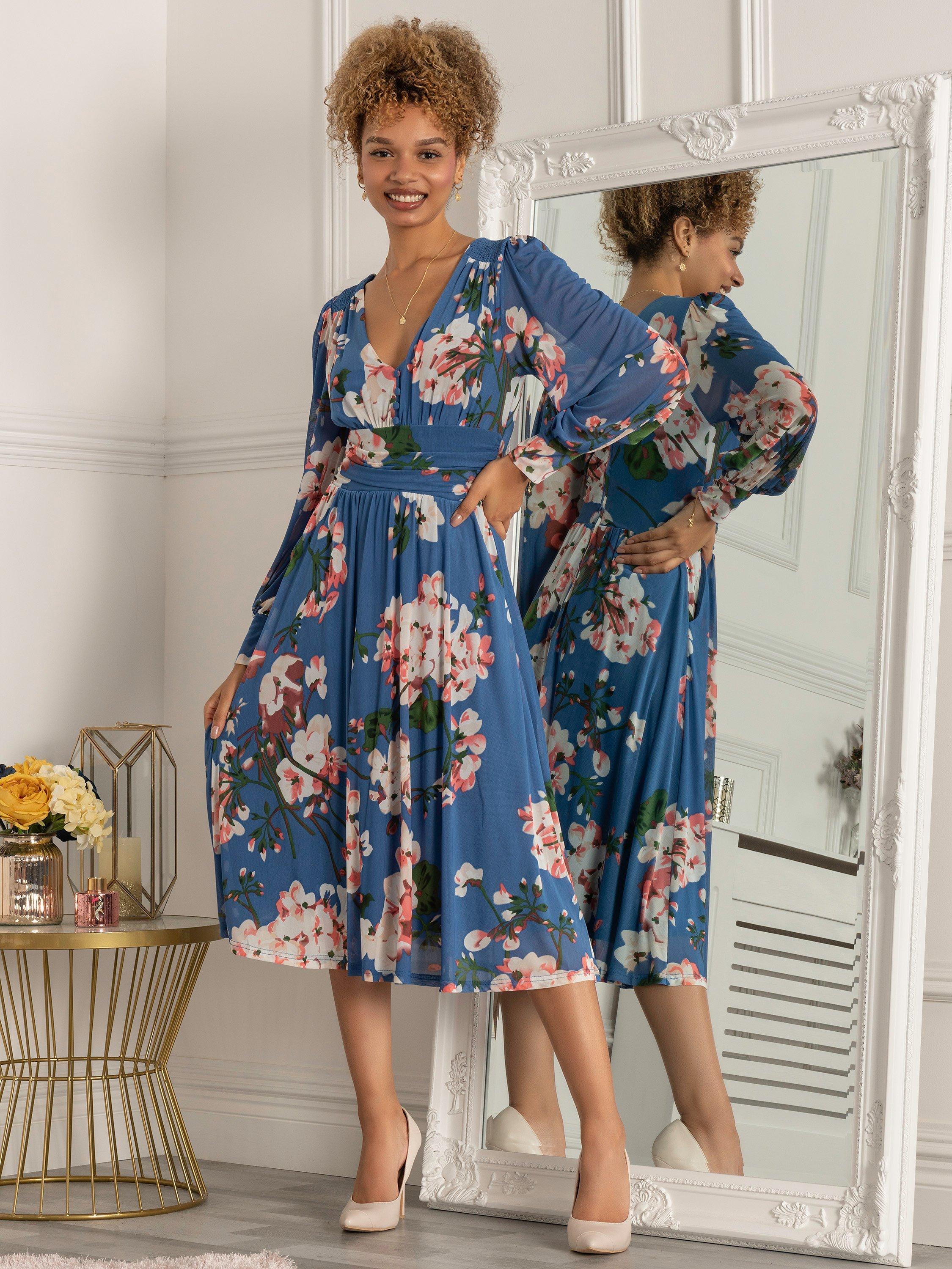 Jolie Moi Gianna Long Sleeve Mesh Midi Dress
