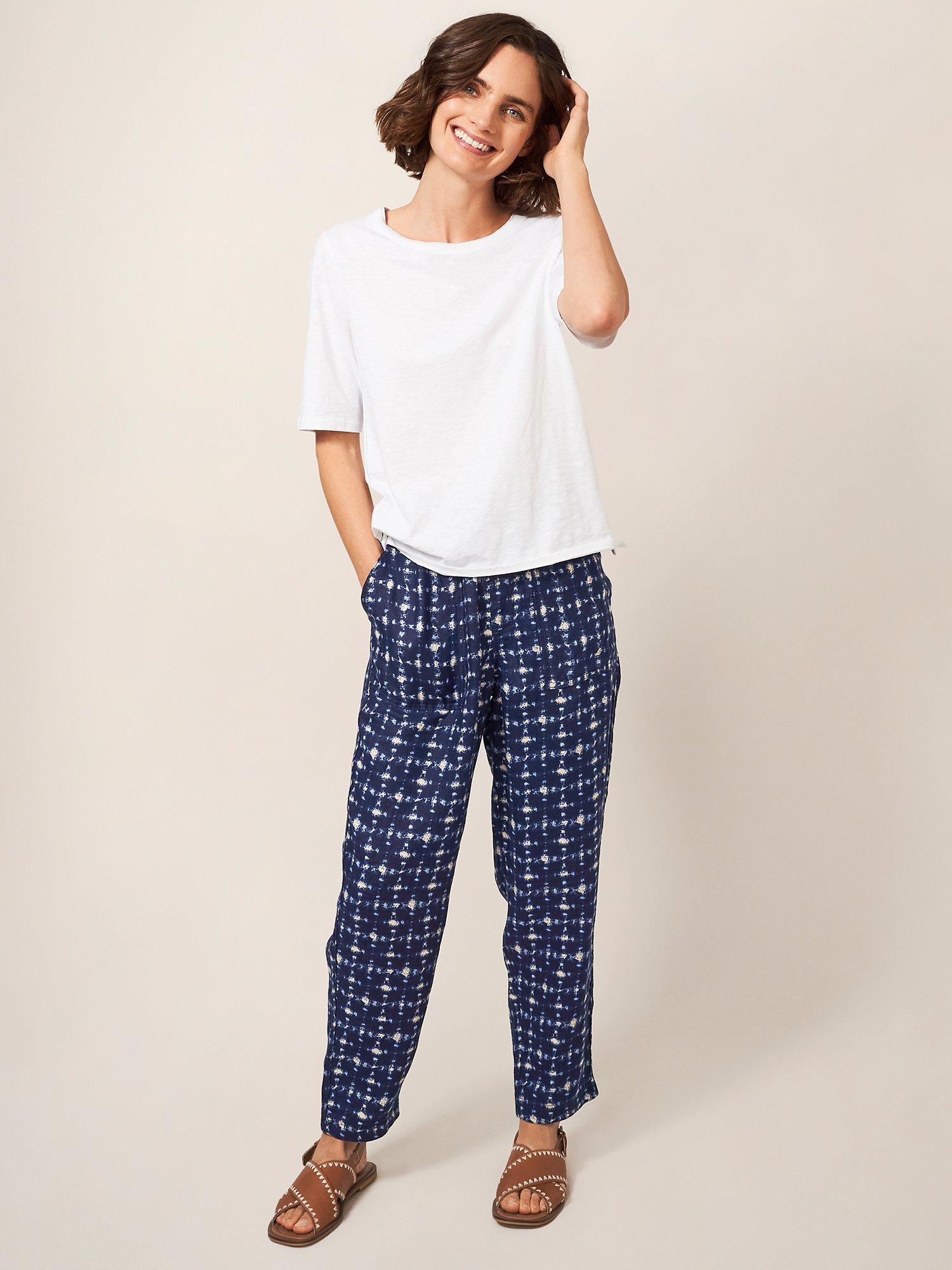 White Stuff Effie Linen Abstract Trousers