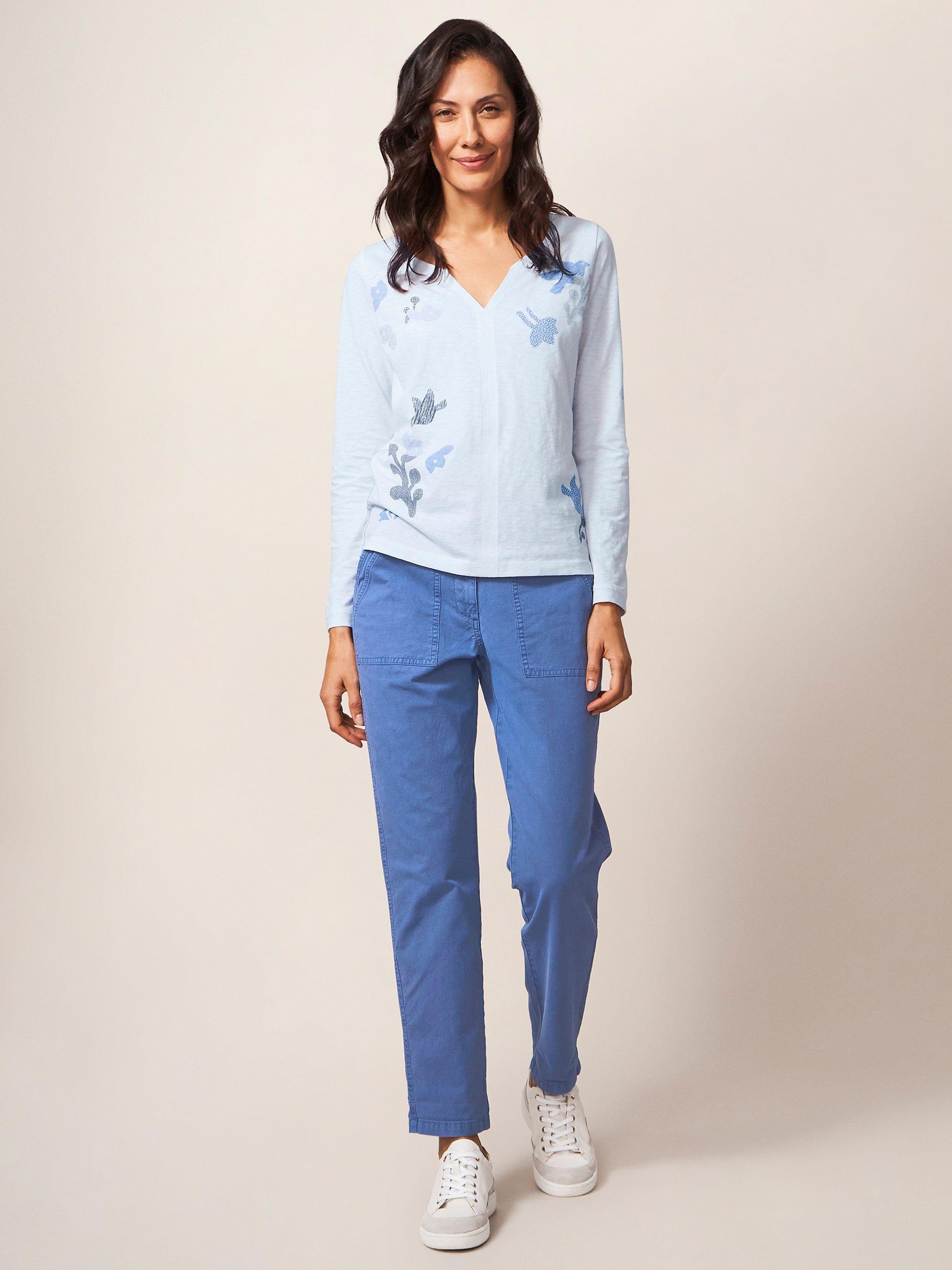 Product image 1 of 7, which shows White Stuff Twister Chinos, Mid Blue, 14