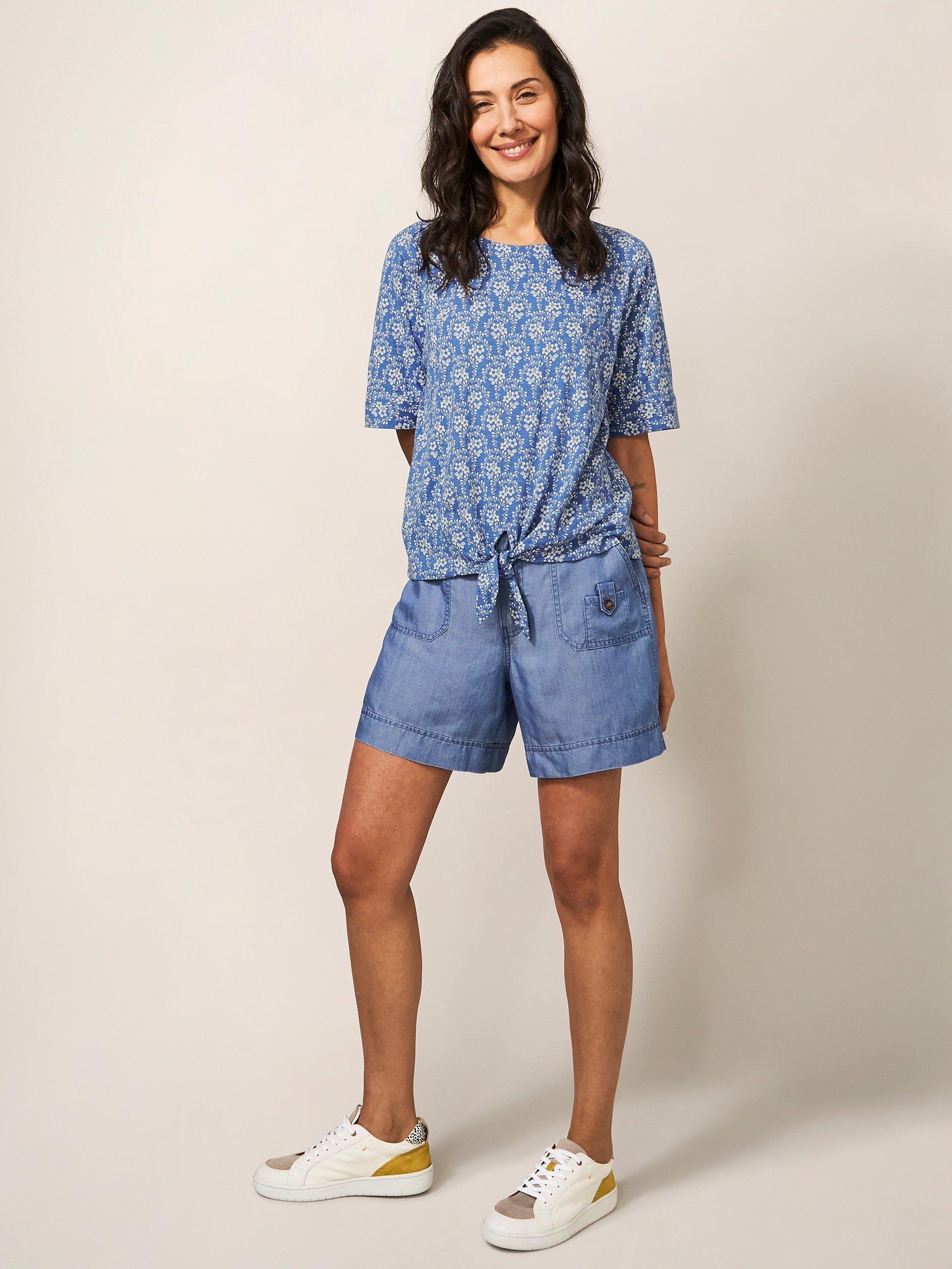 White Stuff Tie Hem Top, Blue