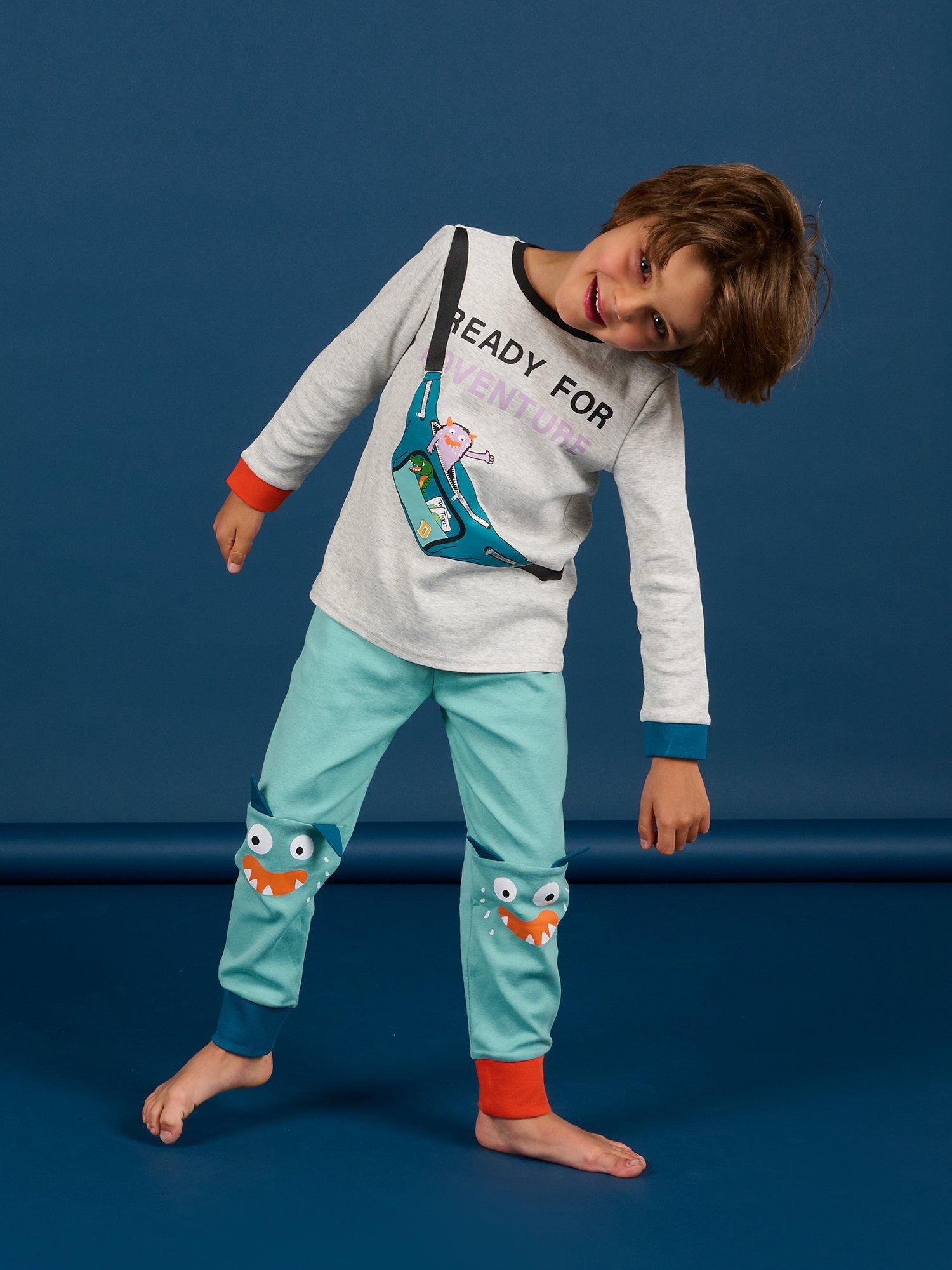 Du Pareil au même Kids' Embroidered Pyjama Set, Grey