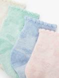 John Lewis Baby Pretty Heart Embroidered Organic Cotton Blend Socks, Pack of 5, Multi