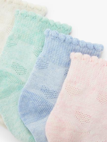 John Lewis Baby Pretty Heart Embroidered Organic Cotton Rich Socks, Pack of 5, Multi - view 2, Multi