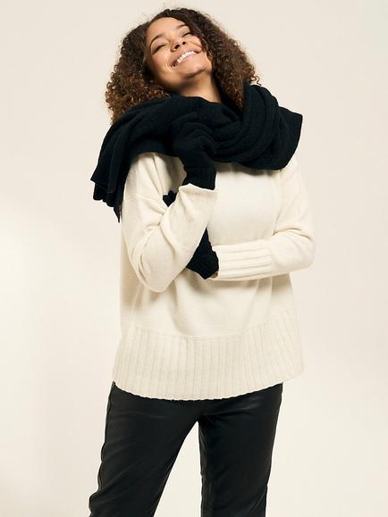 Truly Cashmere Knitted Scarf - view 2, Black