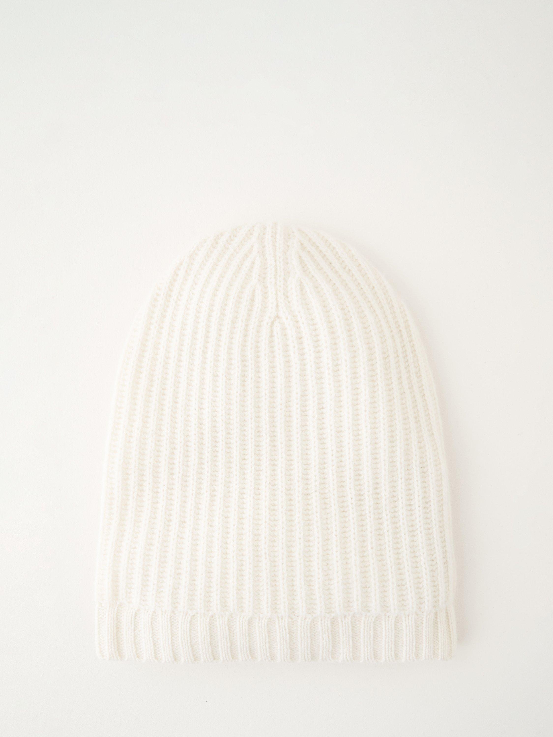 Product image 1 of 1, which shows Truly Fisherman Rib Cashmere Hat, Cream, One Size