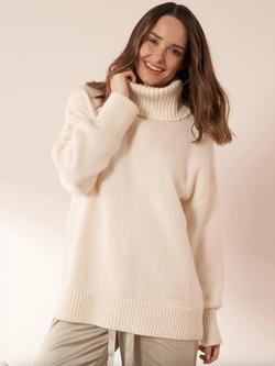 Truly Oversized Roll Neck Mohair Wool Blend Jumper, Cream, Cream