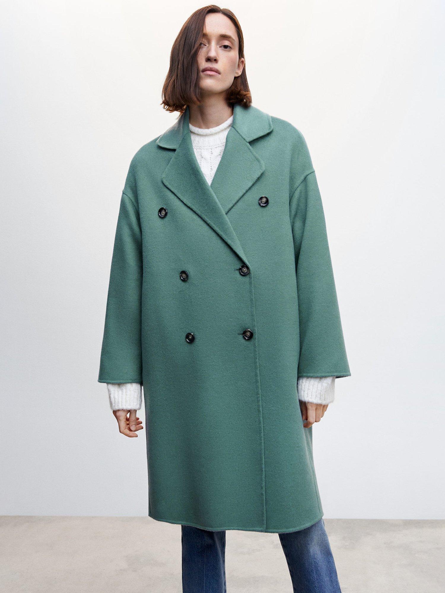 Mango Picarol Oversized Coat, Dark Blue
