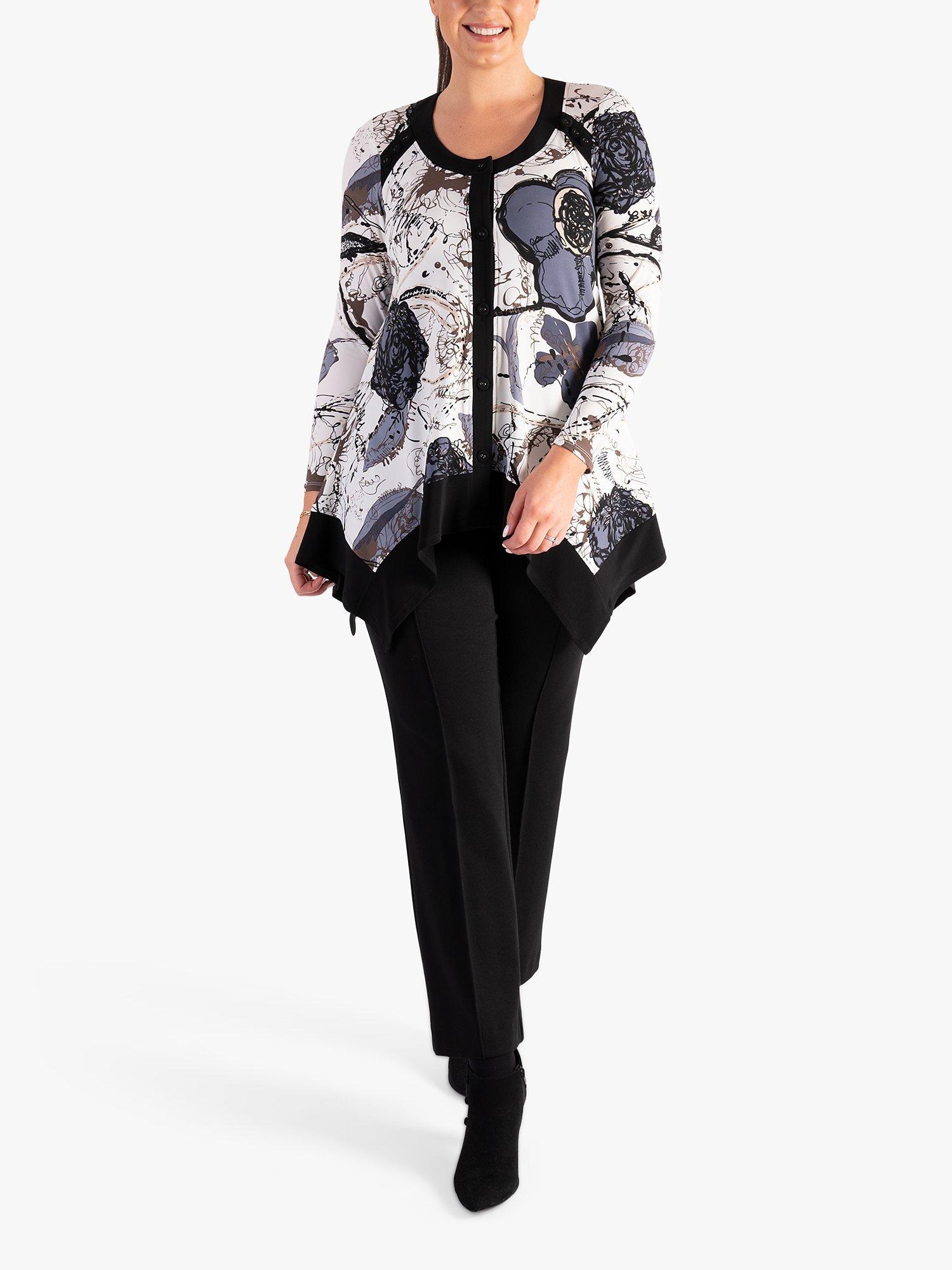 Product image 5 of 6, which shows chesca Floral Print Tunic, Ivory/Black, 12-14