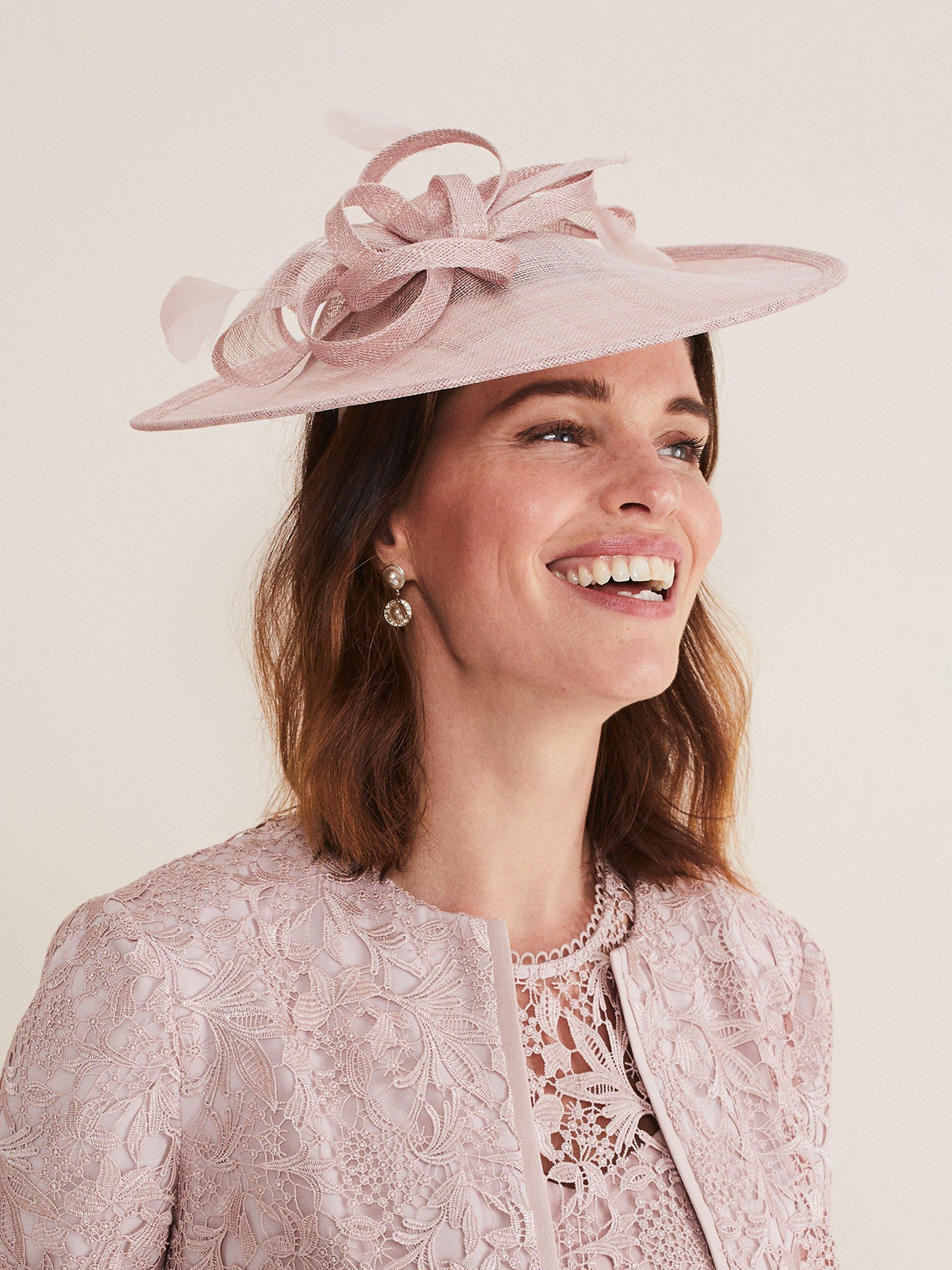 Product image 1 of 3, which shows Phase Eight Shantung Bow Disc Fascinator, Antique Rose, One Size