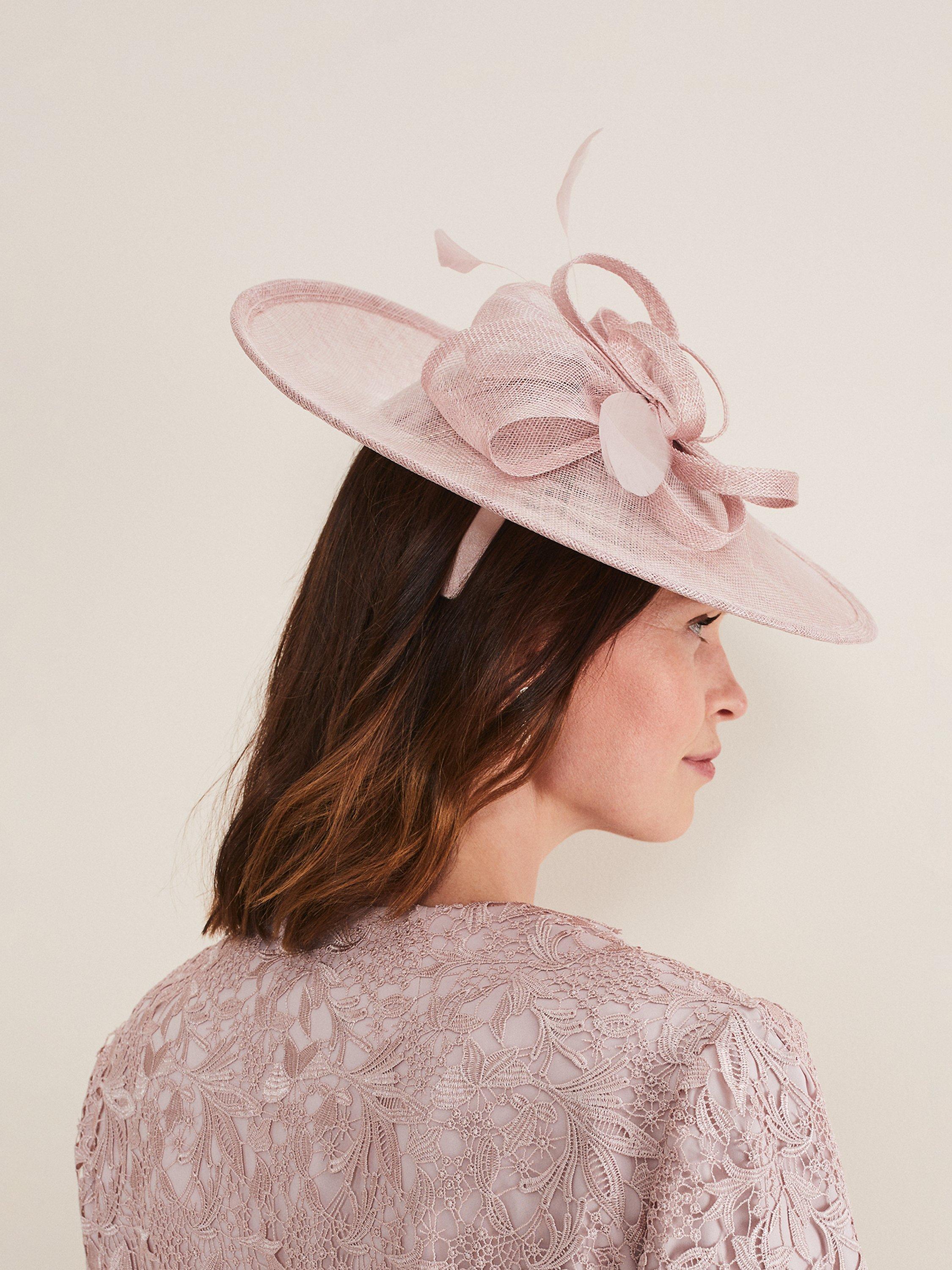 Product image 2 of 3, which shows Phase Eight Shantung Bow Disc Fascinator, Antique Rose, One Size