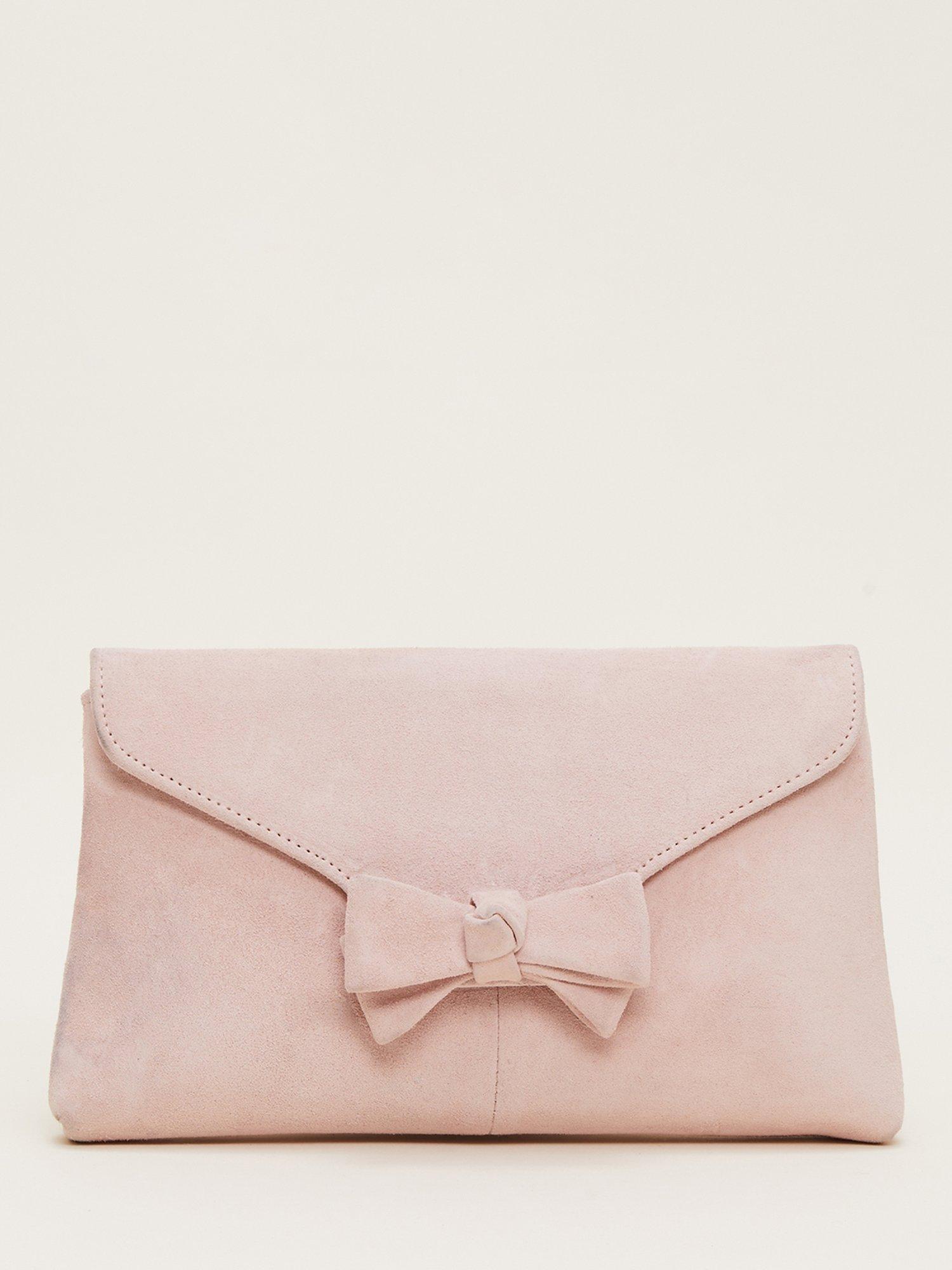 Phase Eight Structured Bow Clutch, Antique Rose, Pink