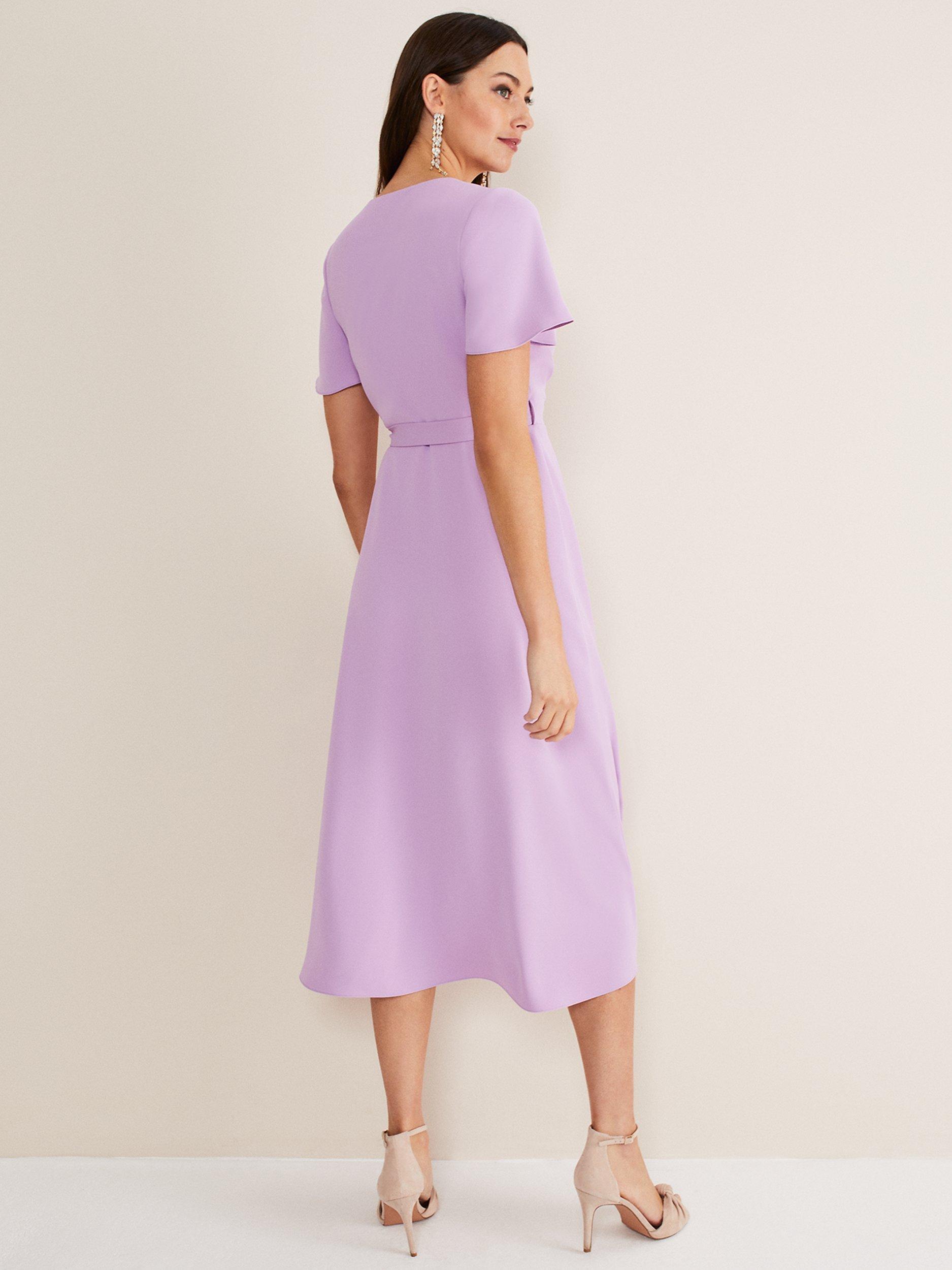 Product image 2 of 7, which shows Phase Eight Julissa Wrap Midi Dress, Crocus, 14