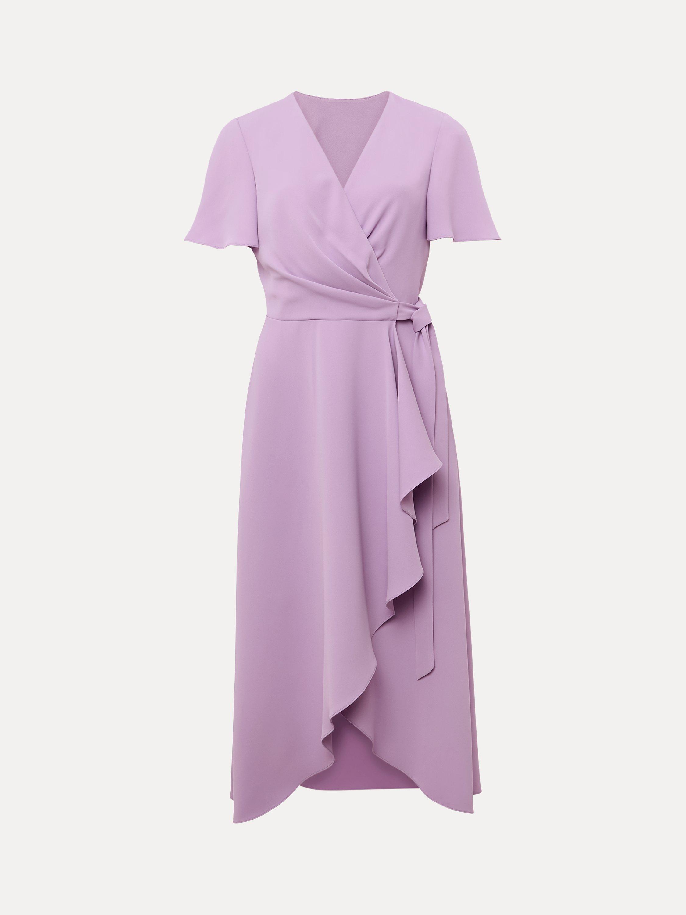 Product image 5 of 7, which shows Phase Eight Julissa Wrap Midi Dress, Crocus, 14