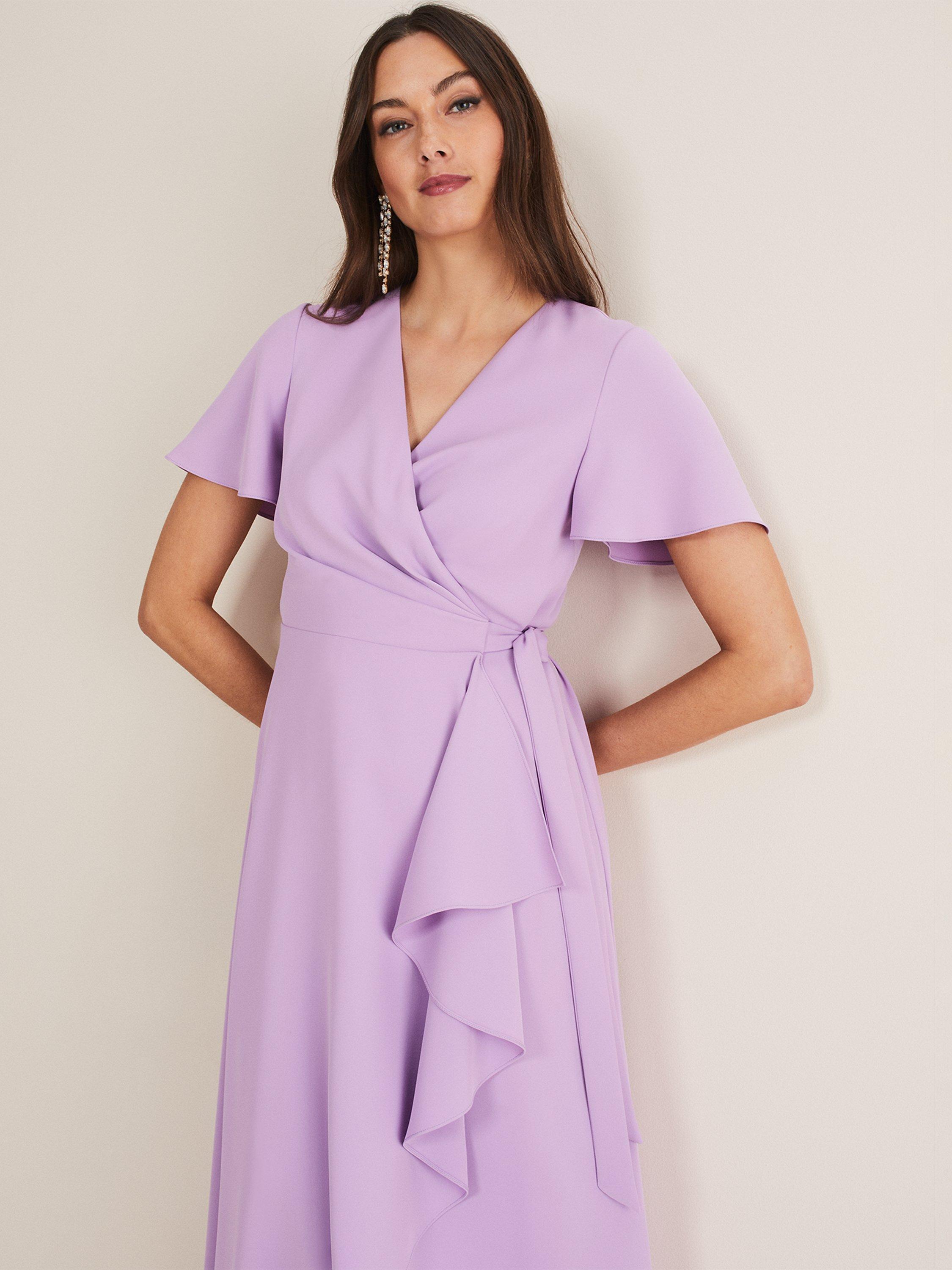 Product image 7 of 7, which shows Phase Eight Julissa Wrap Midi Dress, Crocus, 14