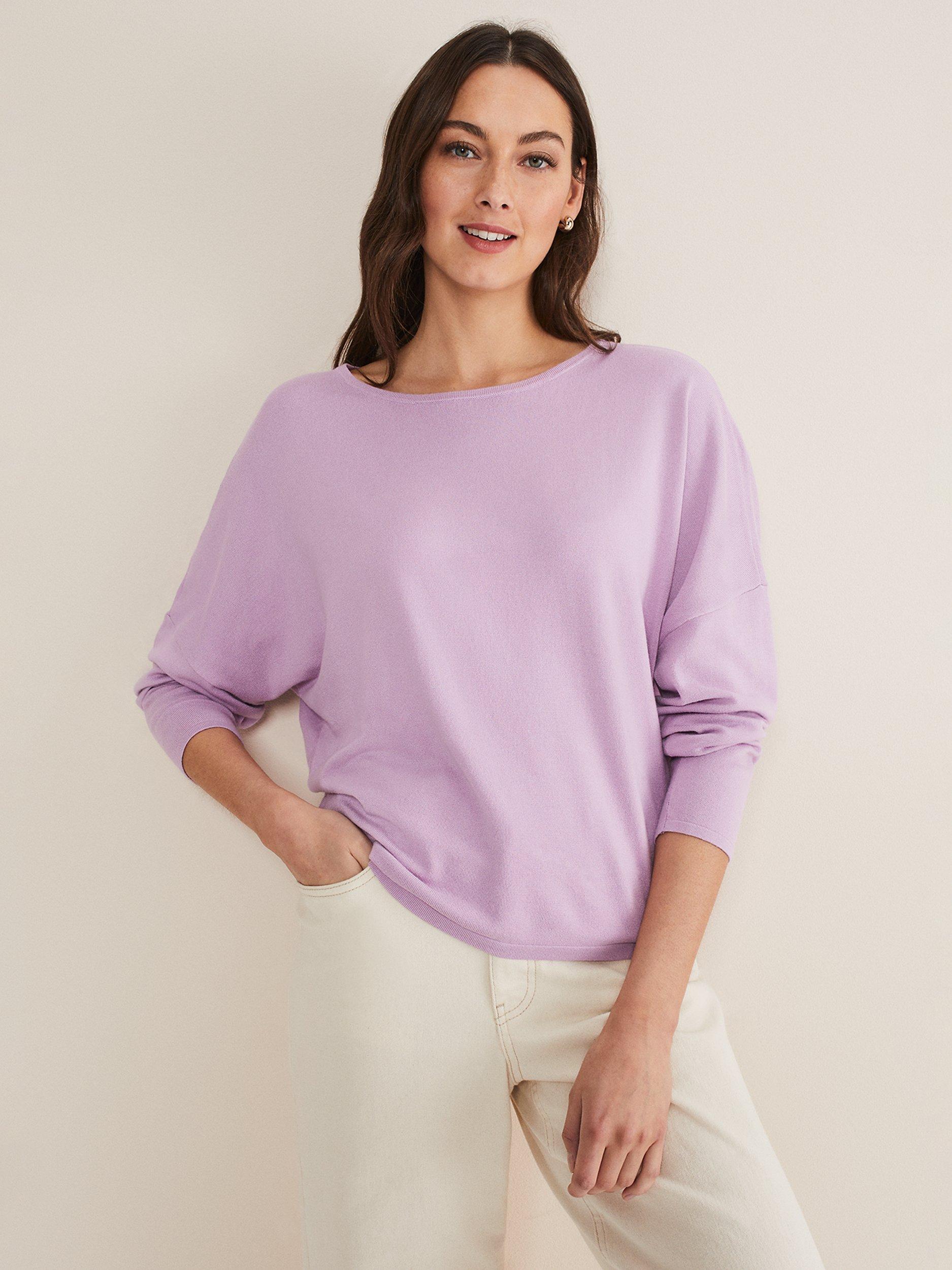 Phase Eight Olivian Drop Shoulder Jersey Top, Lilac, XS