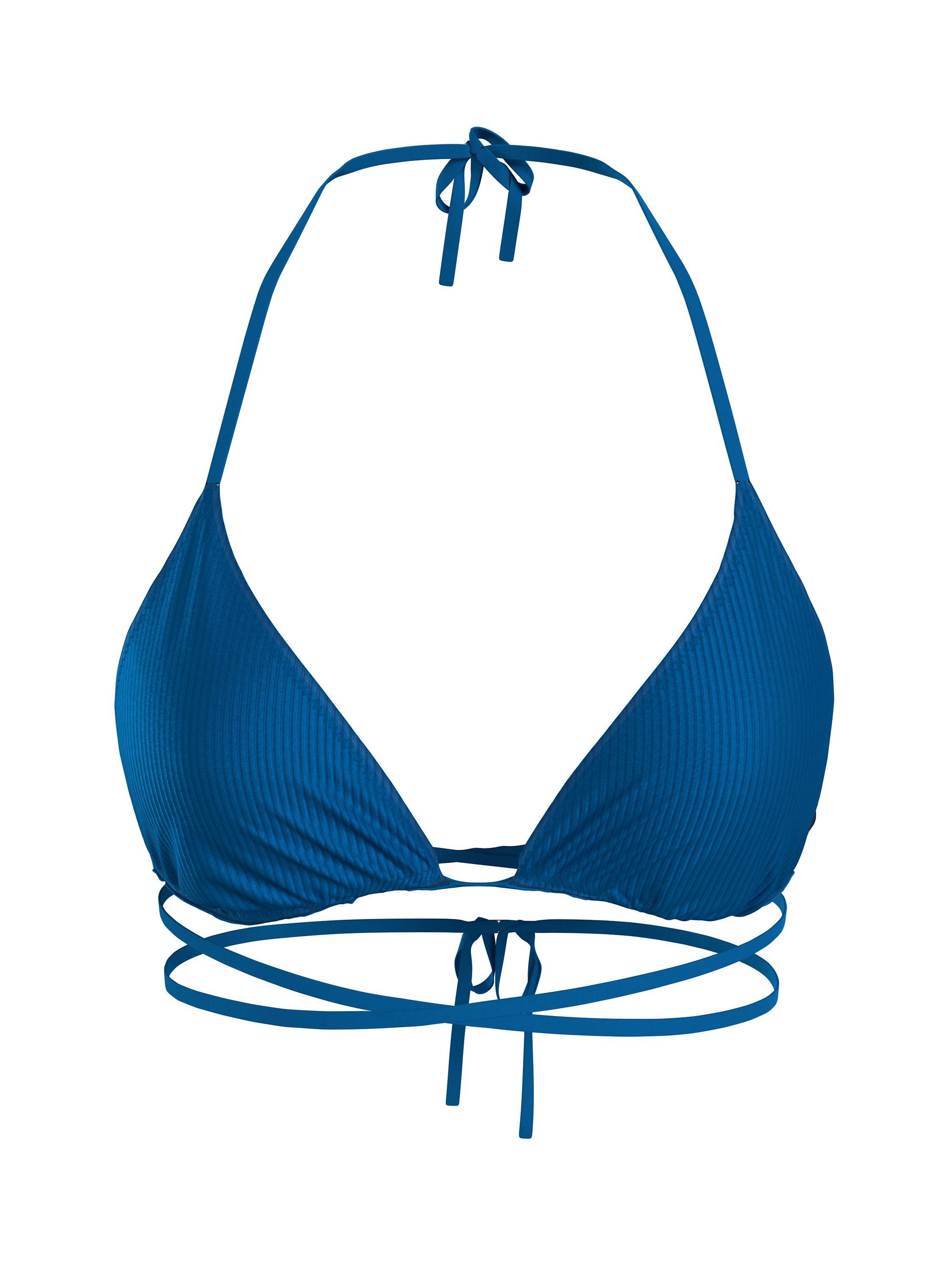 Product image 1 of 3, which shows Calvin Klein Extra Long Tie Triangle Bikini Top, Regatta Blue, XS