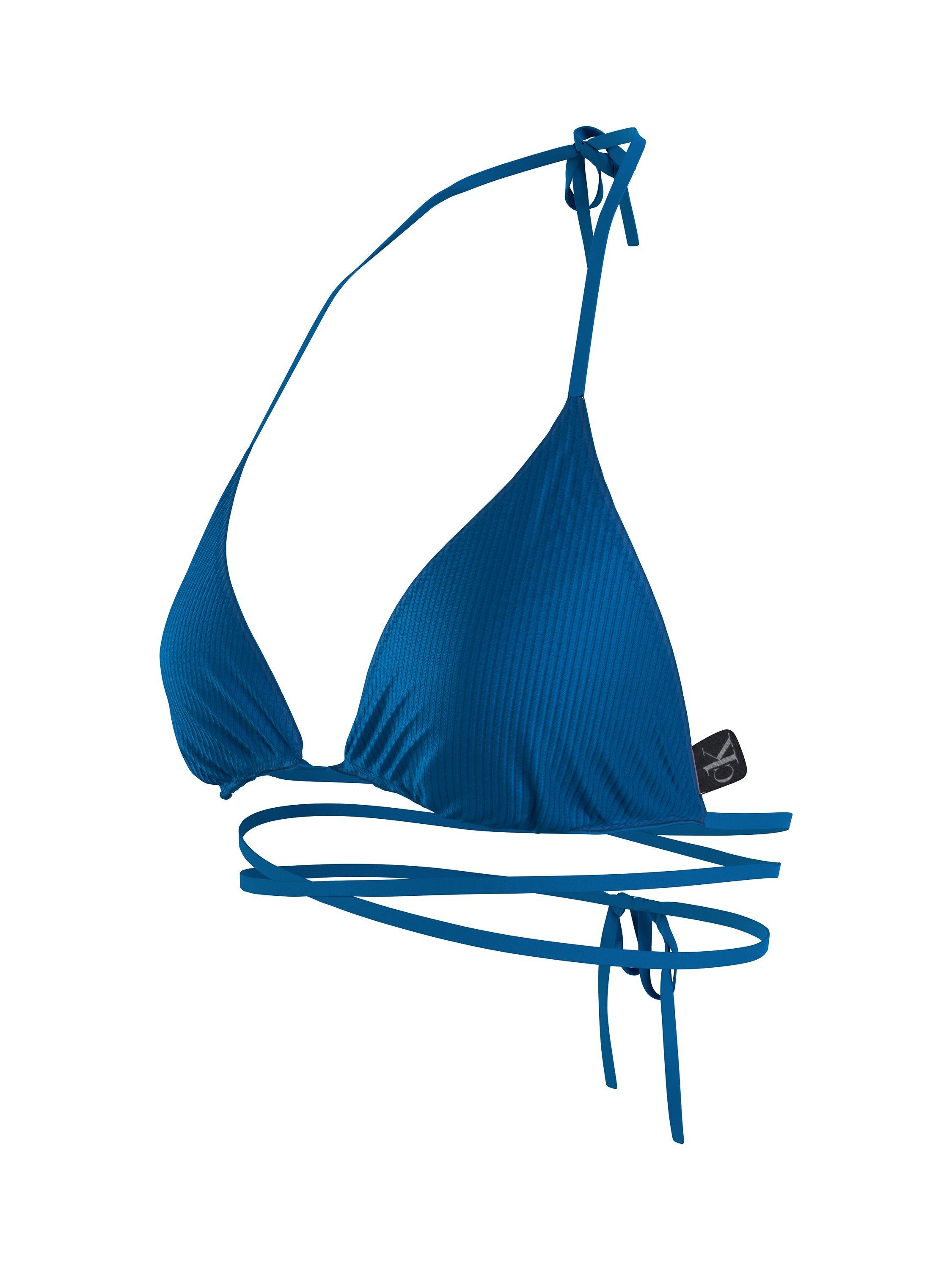 Product image 3 of 3, which shows Calvin Klein Extra Long Tie Triangle Bikini Top, Regatta Blue, XS