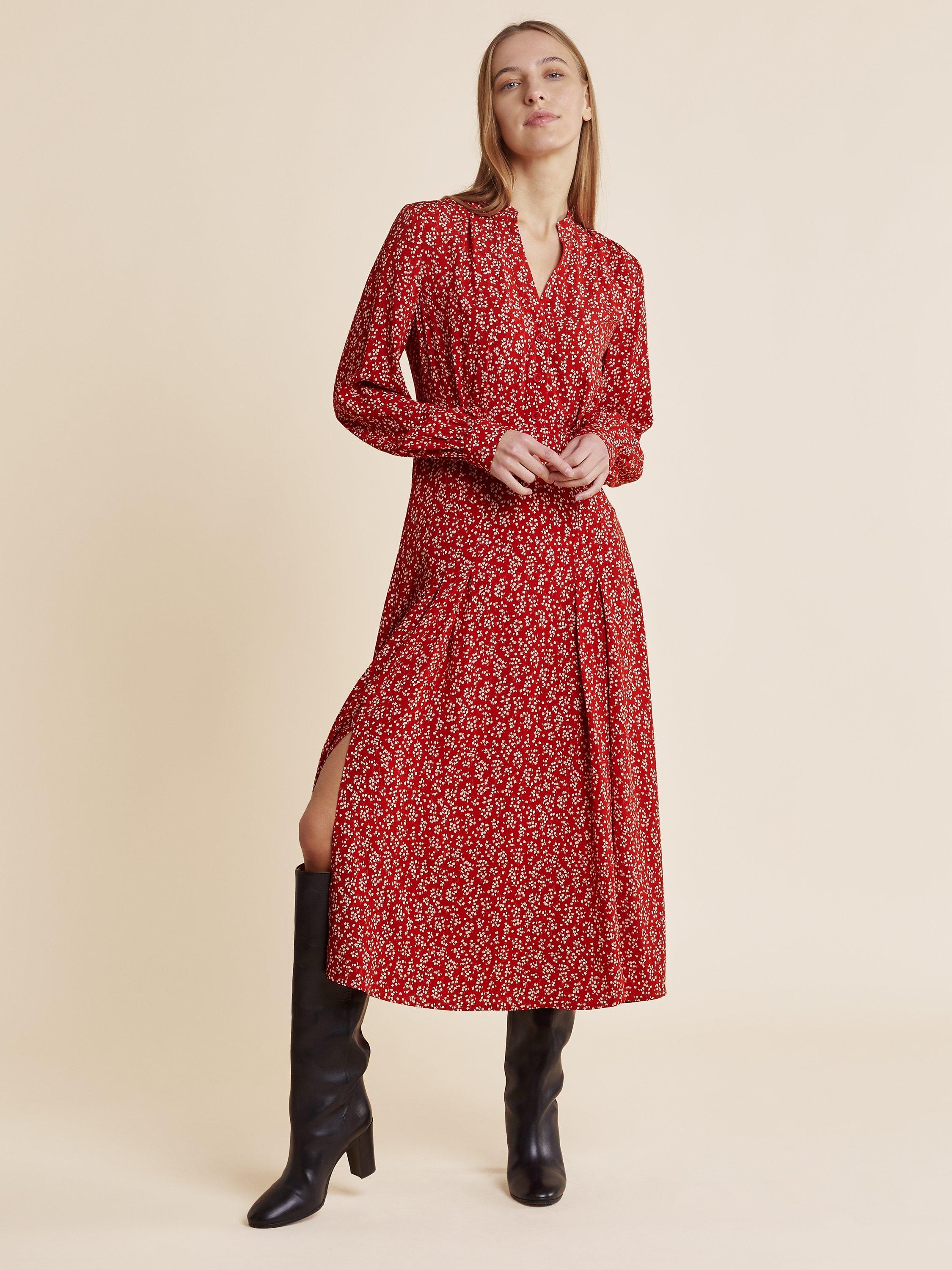 Albaray Midi Tulip Print Shirt Dress, Red