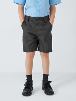 John Lewis Boys' Adjustable Waist Slim Fit School Shorts, Grey Mid